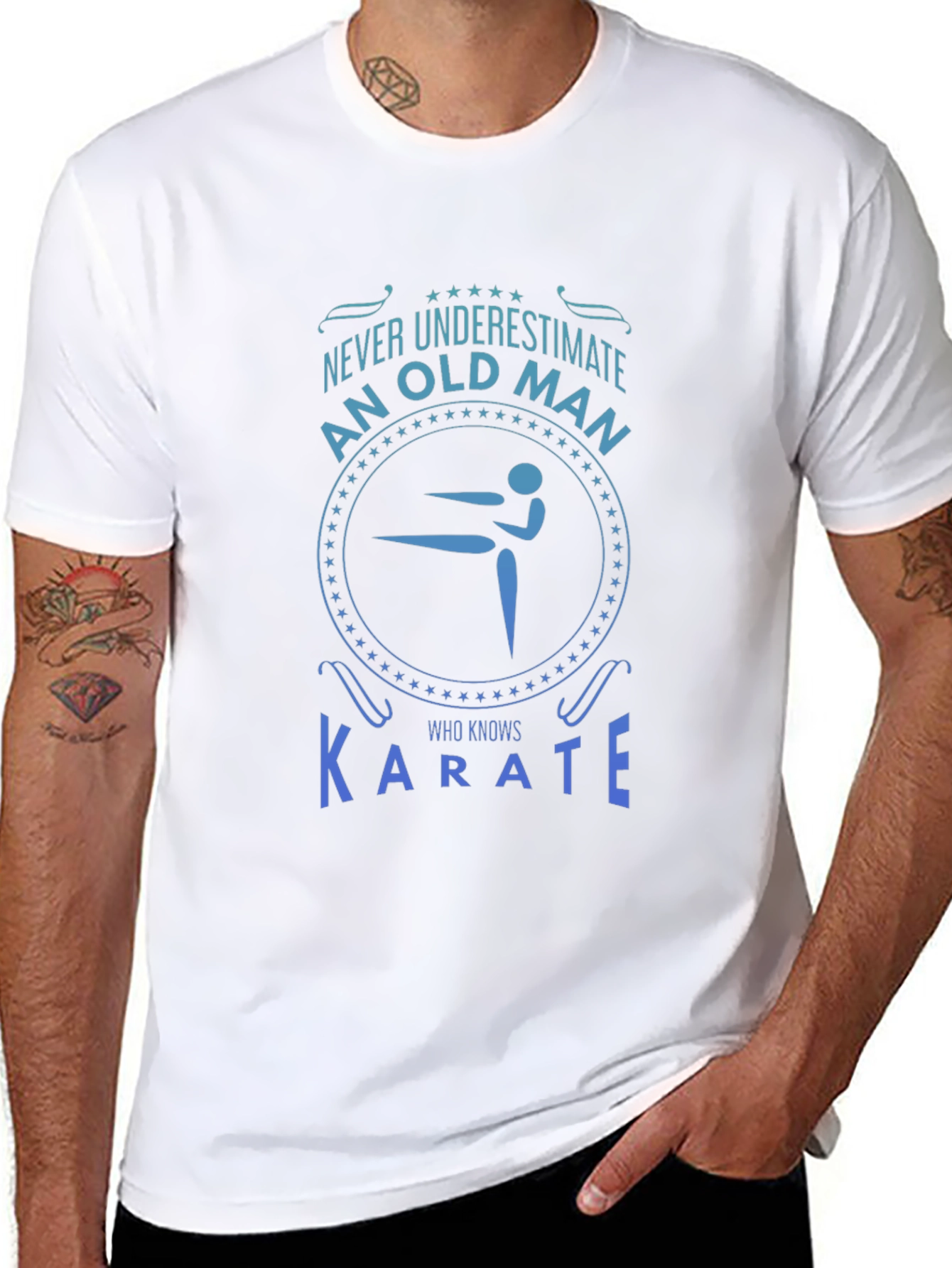 Karate Old Man Graphic T-Shirt - Black