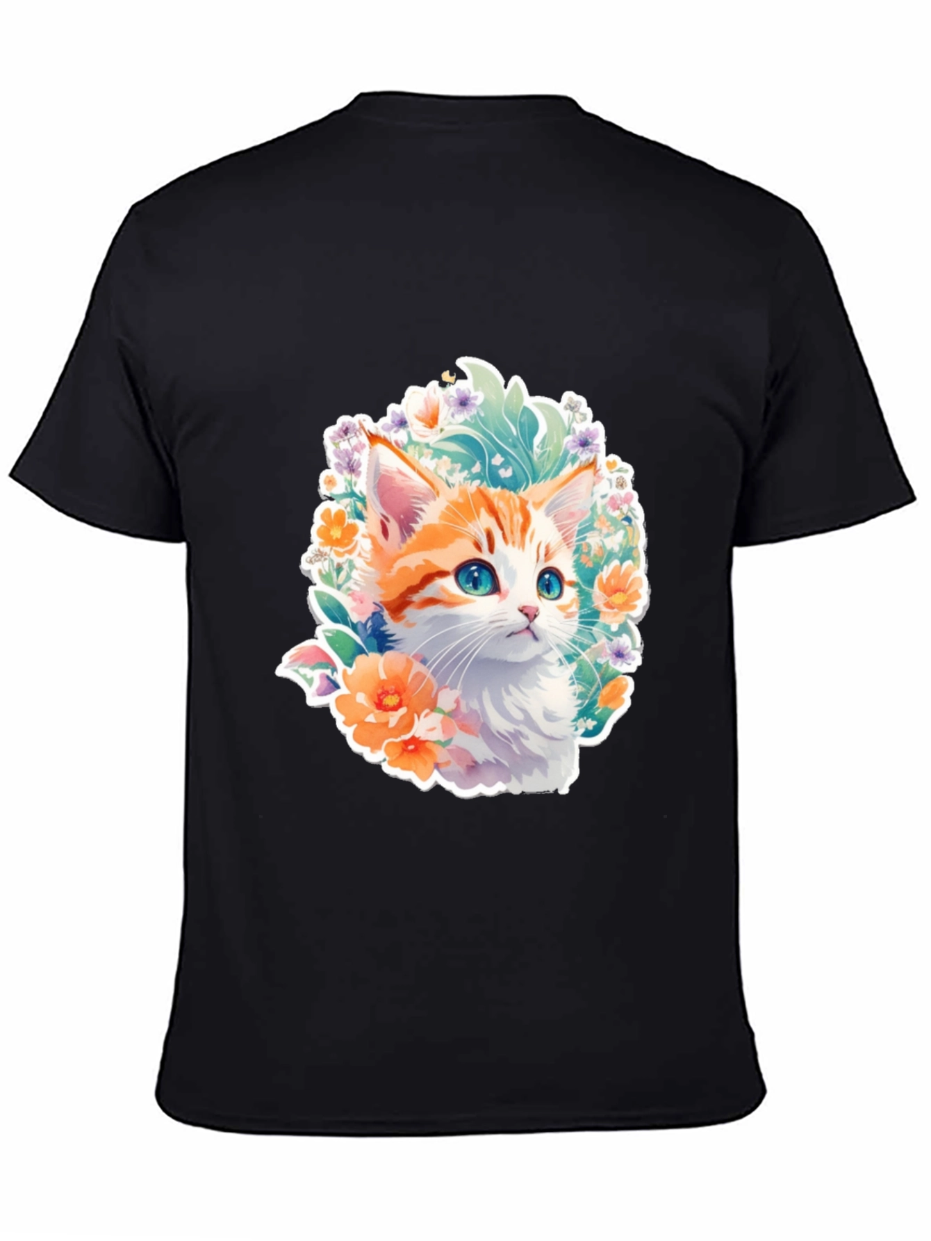 Floral Kitten Graphic Tee - Cute Cat T-Shirt