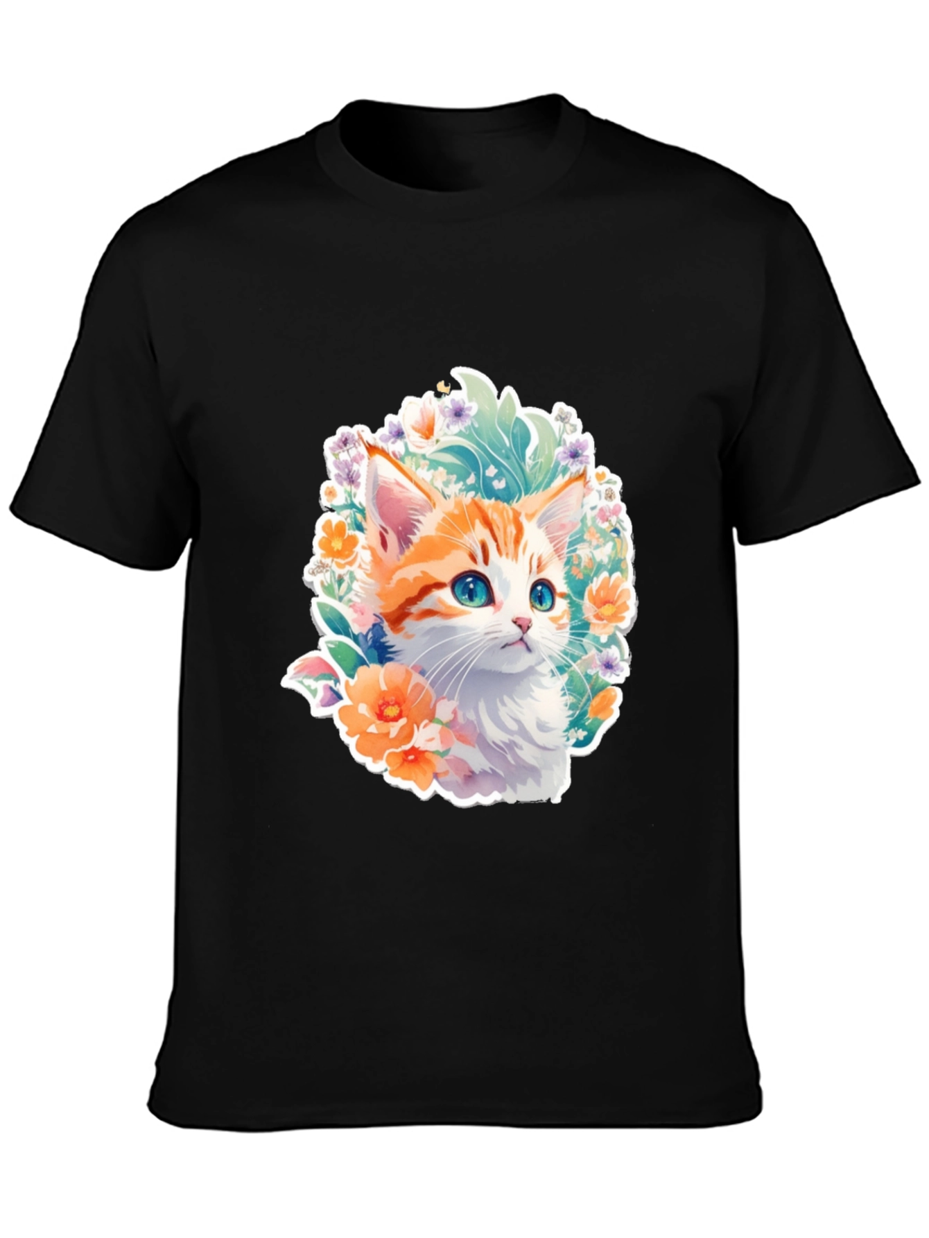 Floral Kitten Graphic Tee - Cute Cat T-Shirt