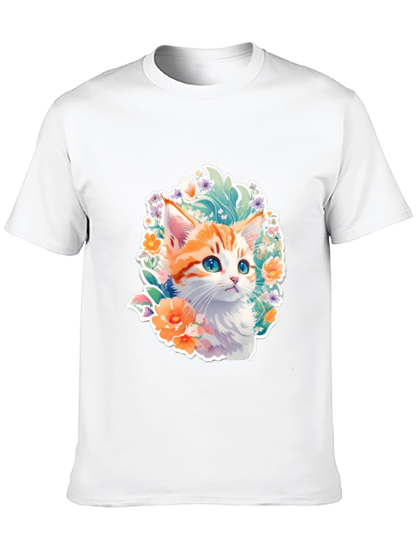 Floral Kitten Graphic Tee - Cute Cat T-Shirt