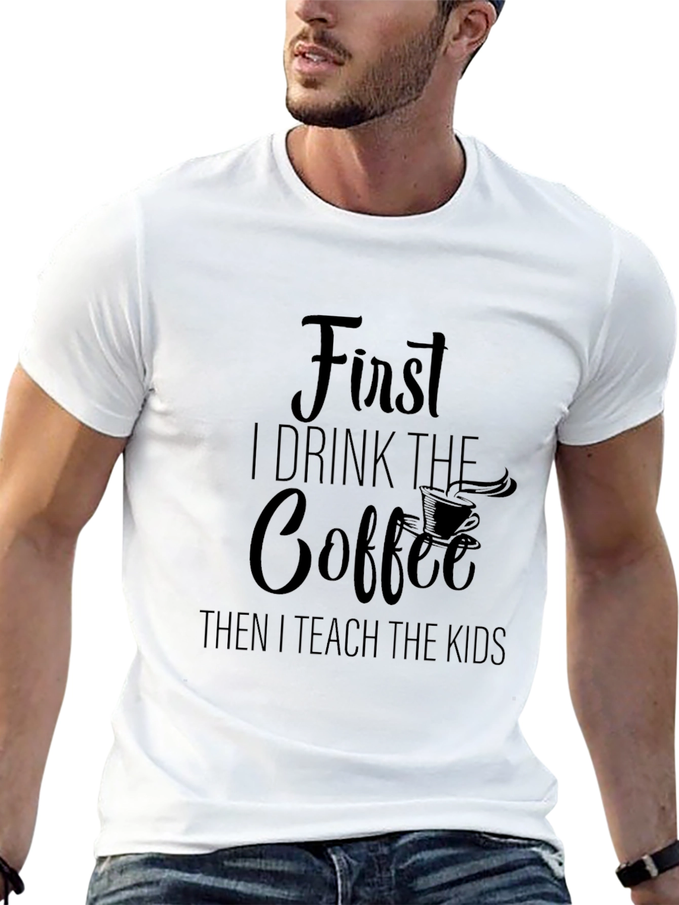First Coffee Then Kids Black Graphic Tee