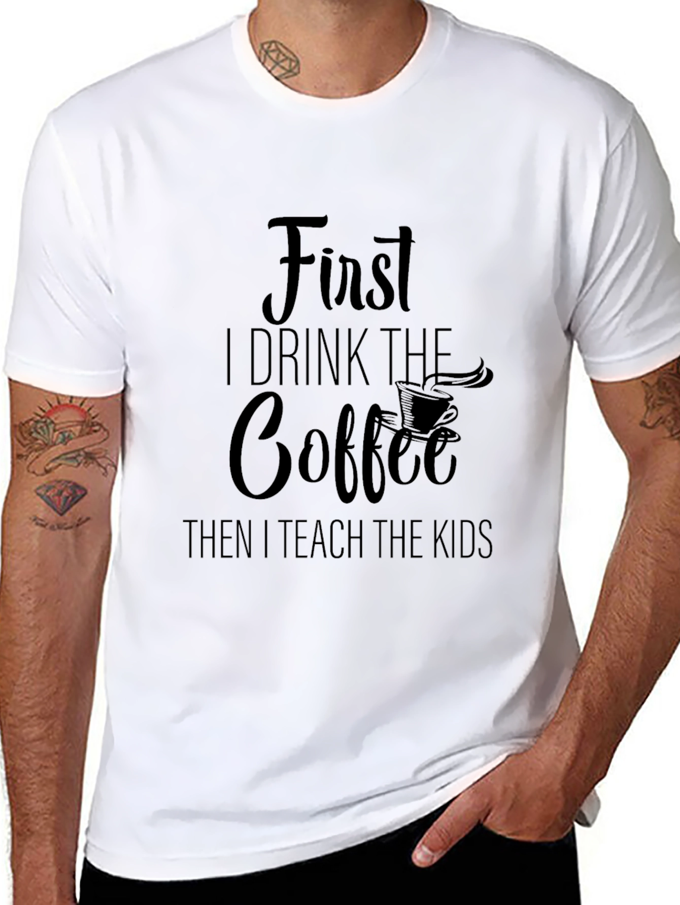 First Coffee Then Kids Black Graphic Tee