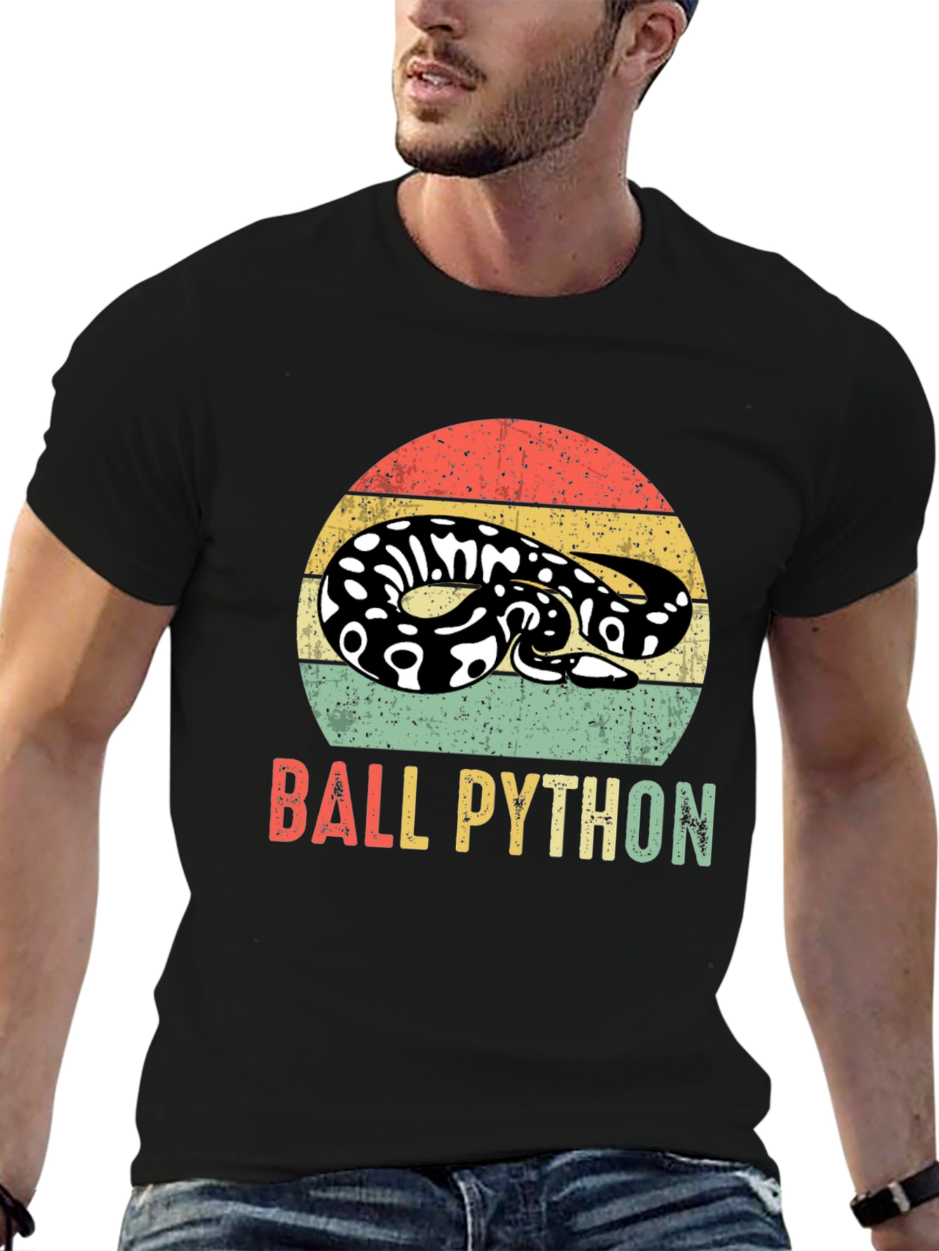 Retro Ball Python Graphic T-Shirt - Reptile Lover Tee