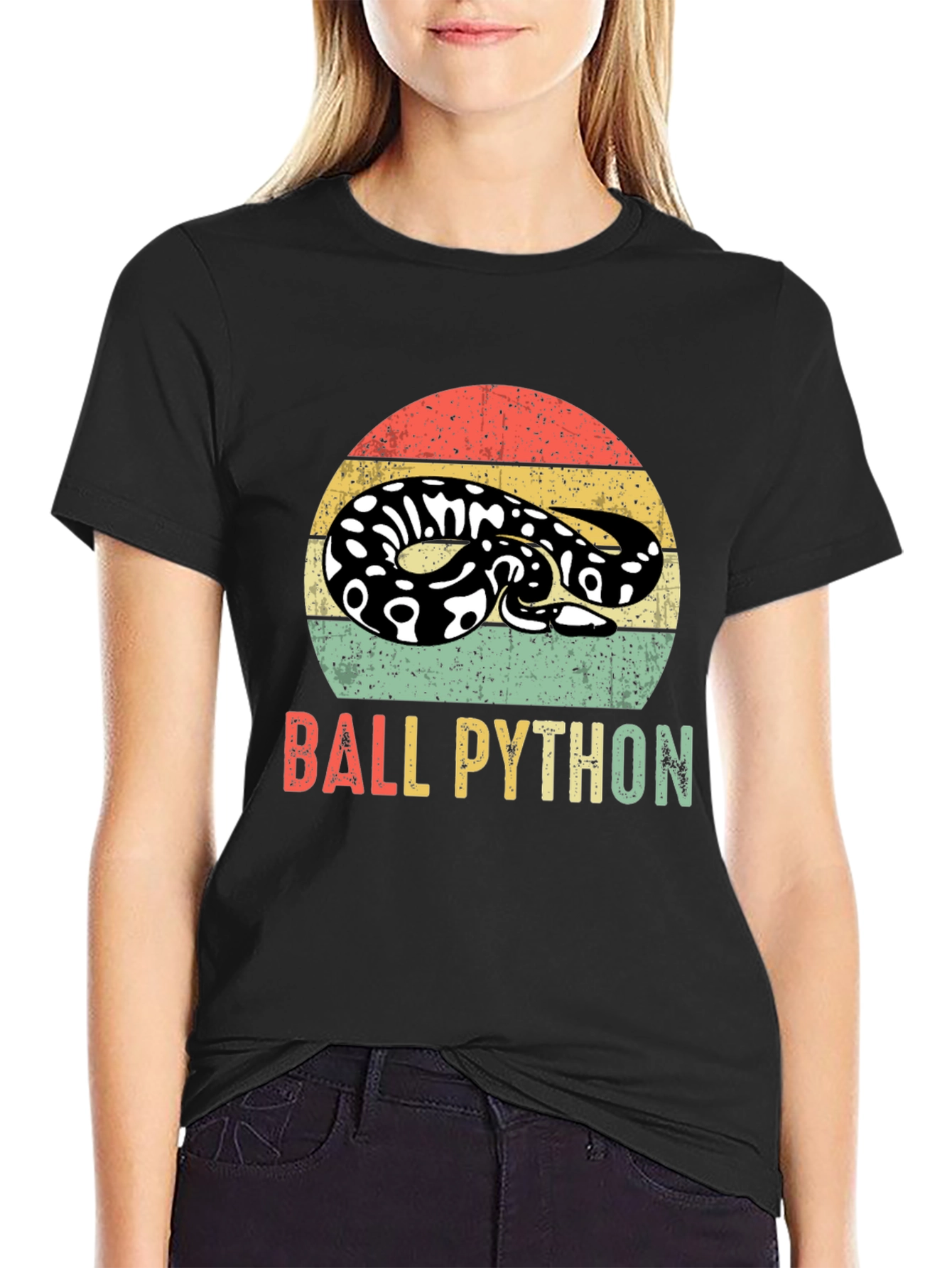 Retro Ball Python Graphic T-Shirt - Reptile Lover Tee