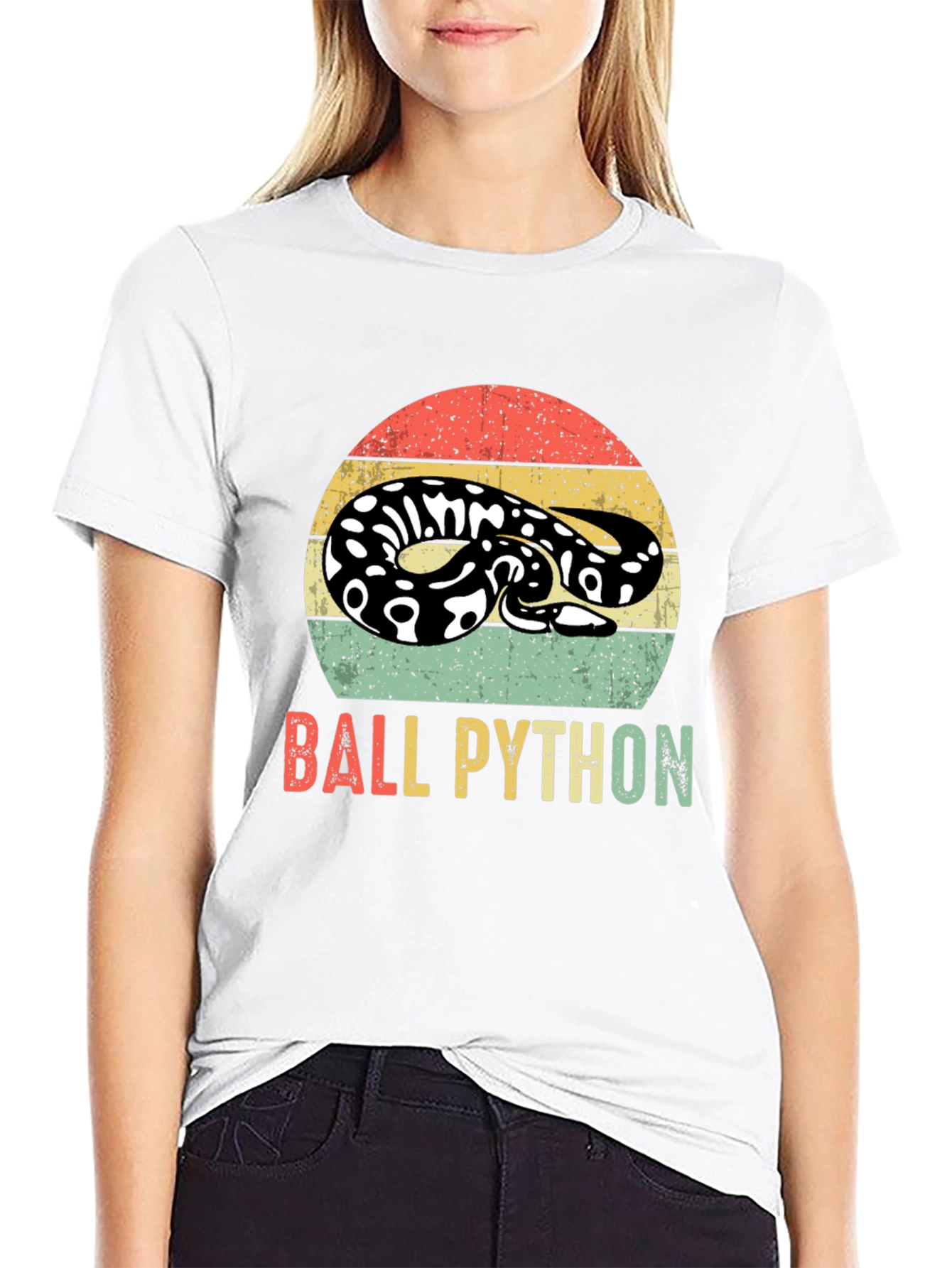 Retro Ball Python Graphic T-Shirt - Reptile Lover Tee