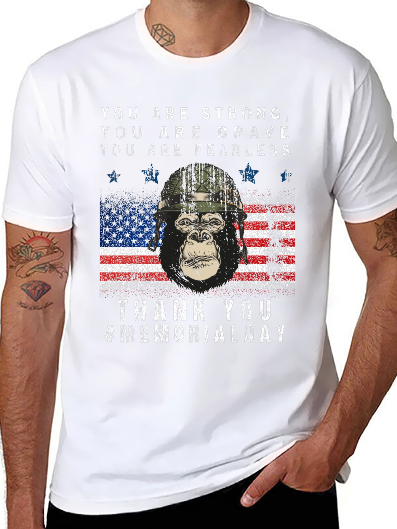 Memorial Day Gorilla USA Flag T-Shirt