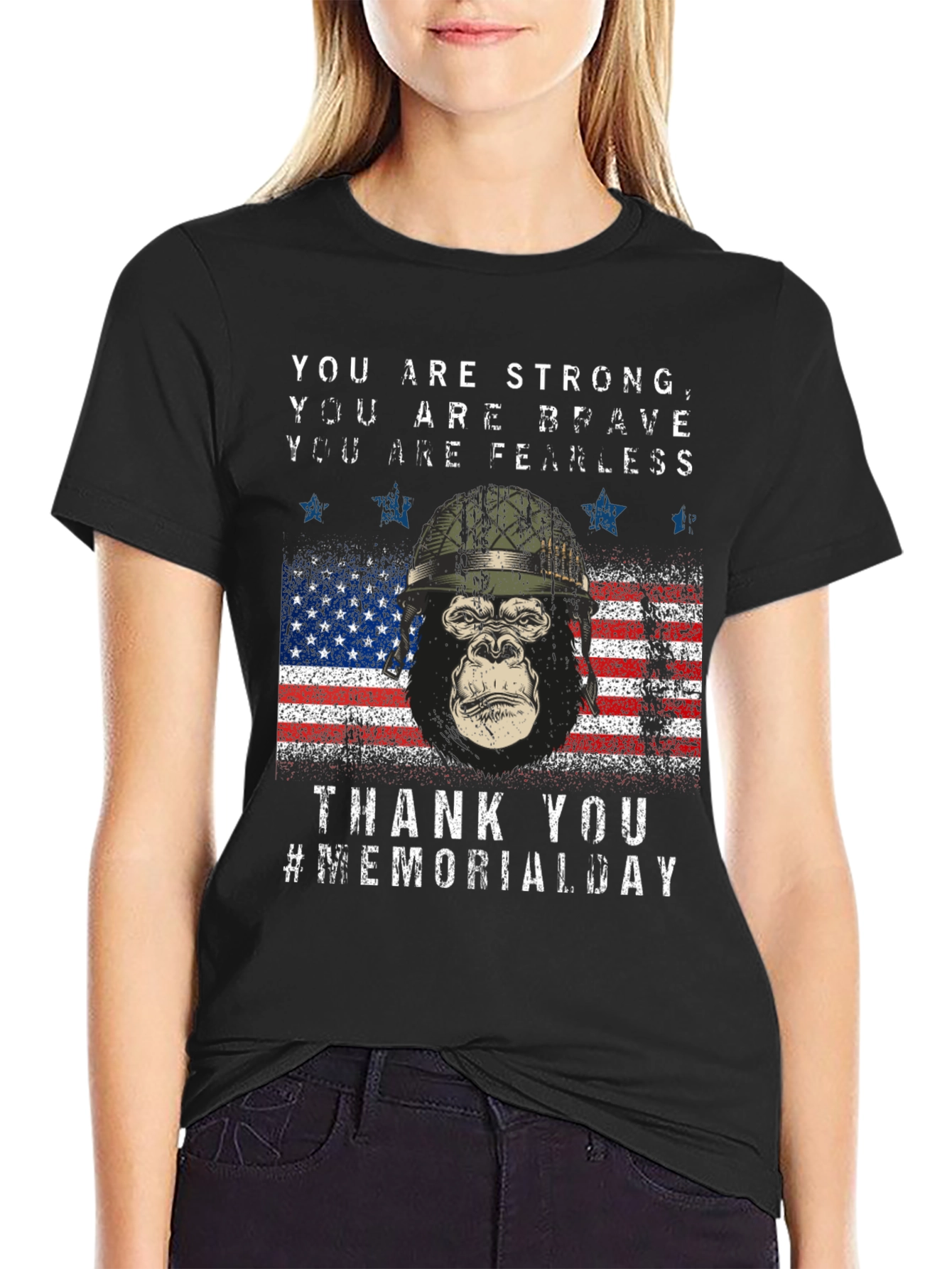 Memorial Day Gorilla USA Flag T-Shirt