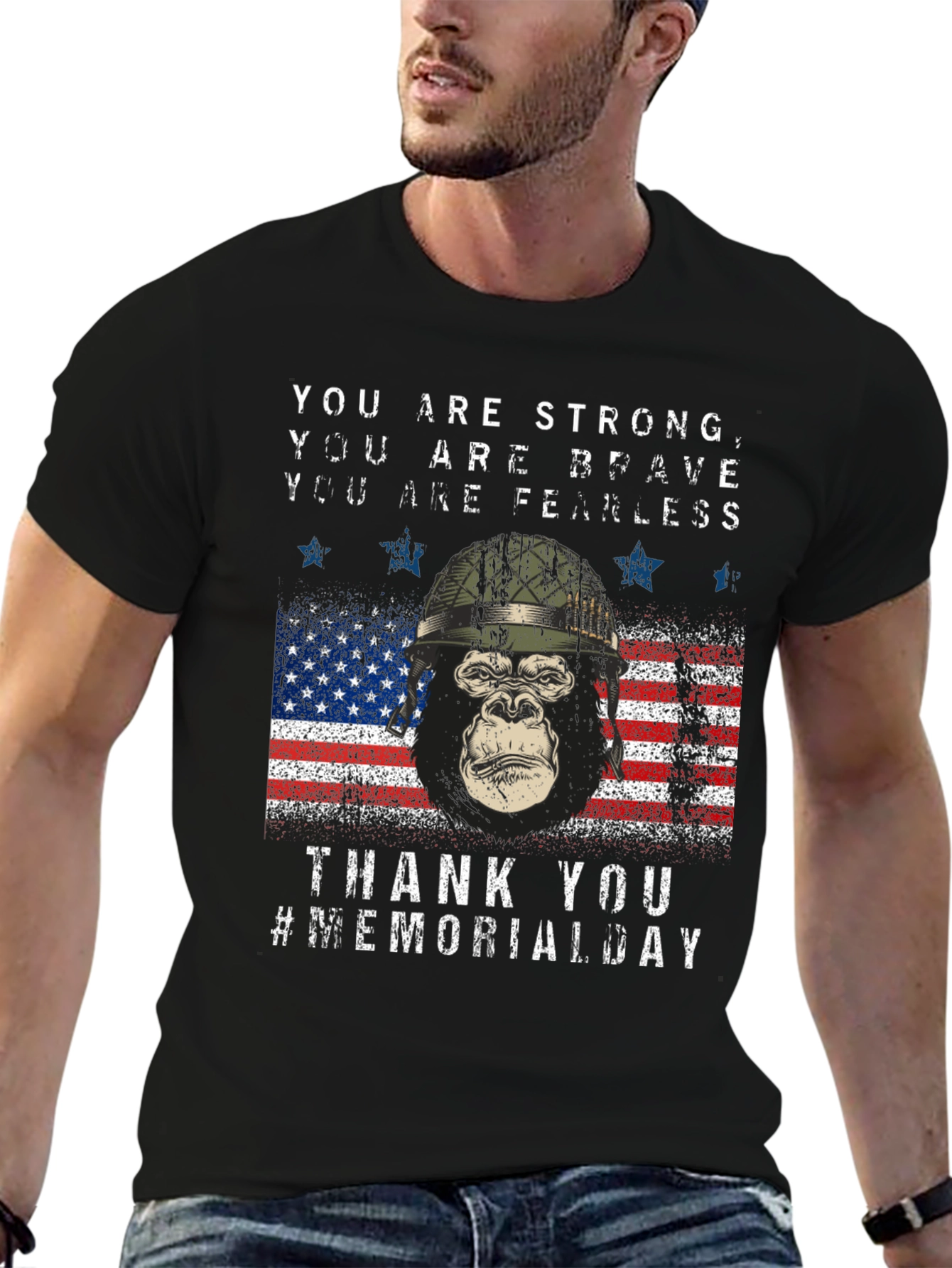 Memorial Day Gorilla USA Flag T-Shirt