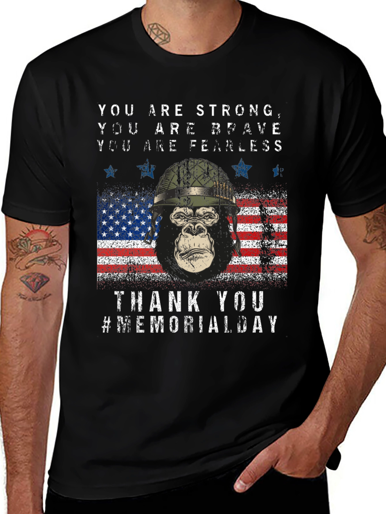 Memorial Day Gorilla USA Flag T-Shirt
