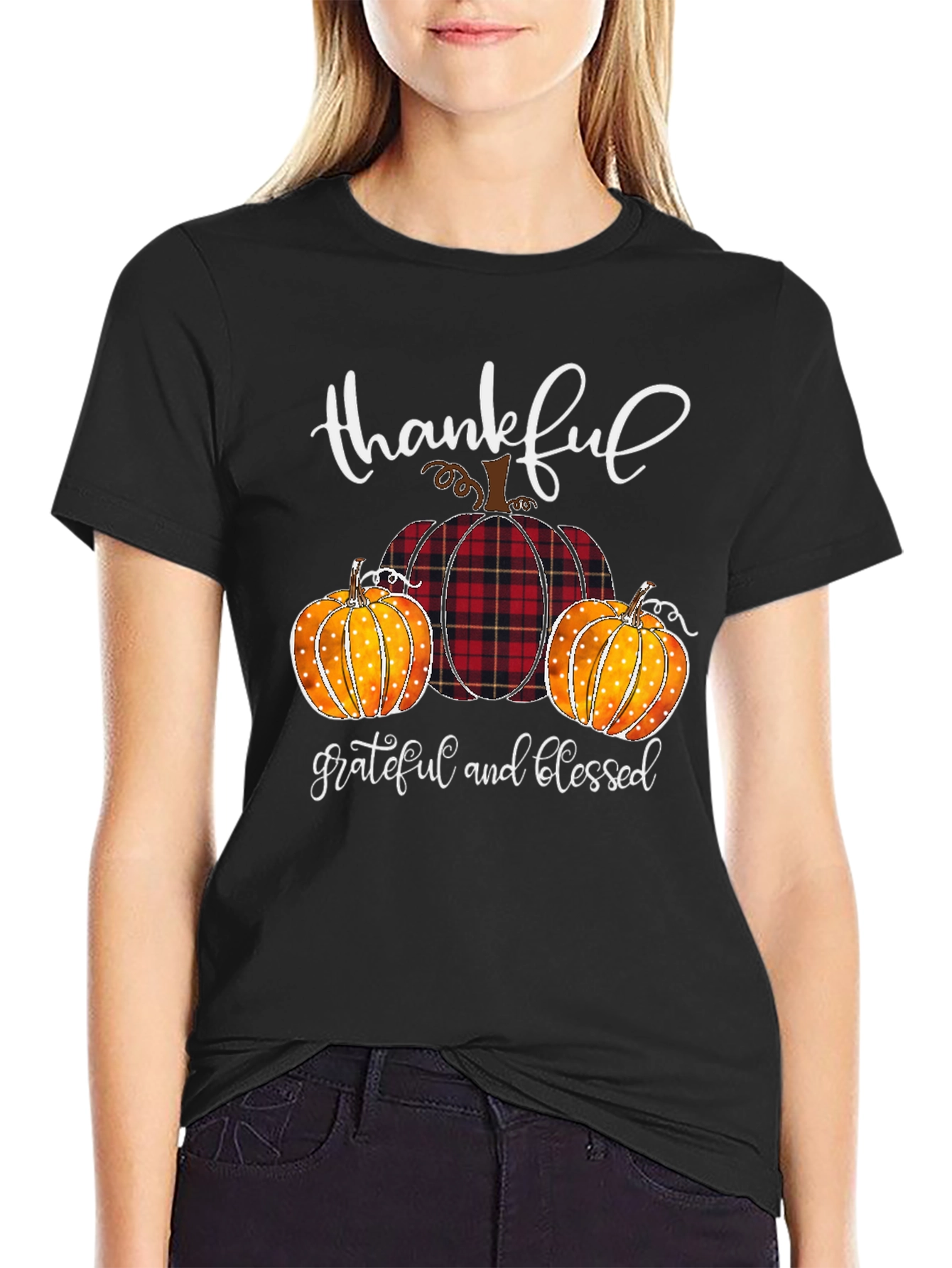Thankful Grateful Blessed Pumpkin T-Shirt