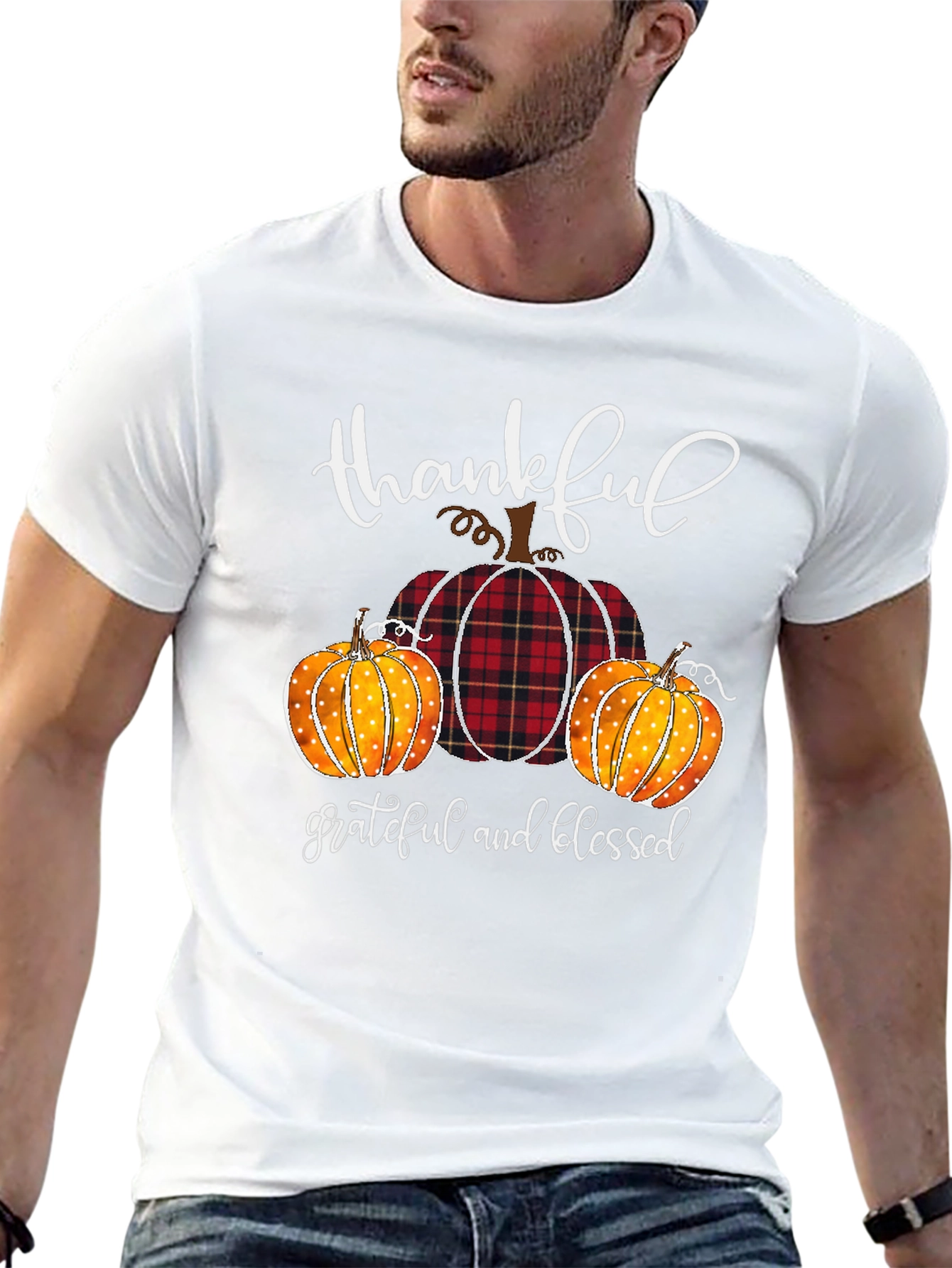 Thankful Grateful Blessed Pumpkin T-Shirt