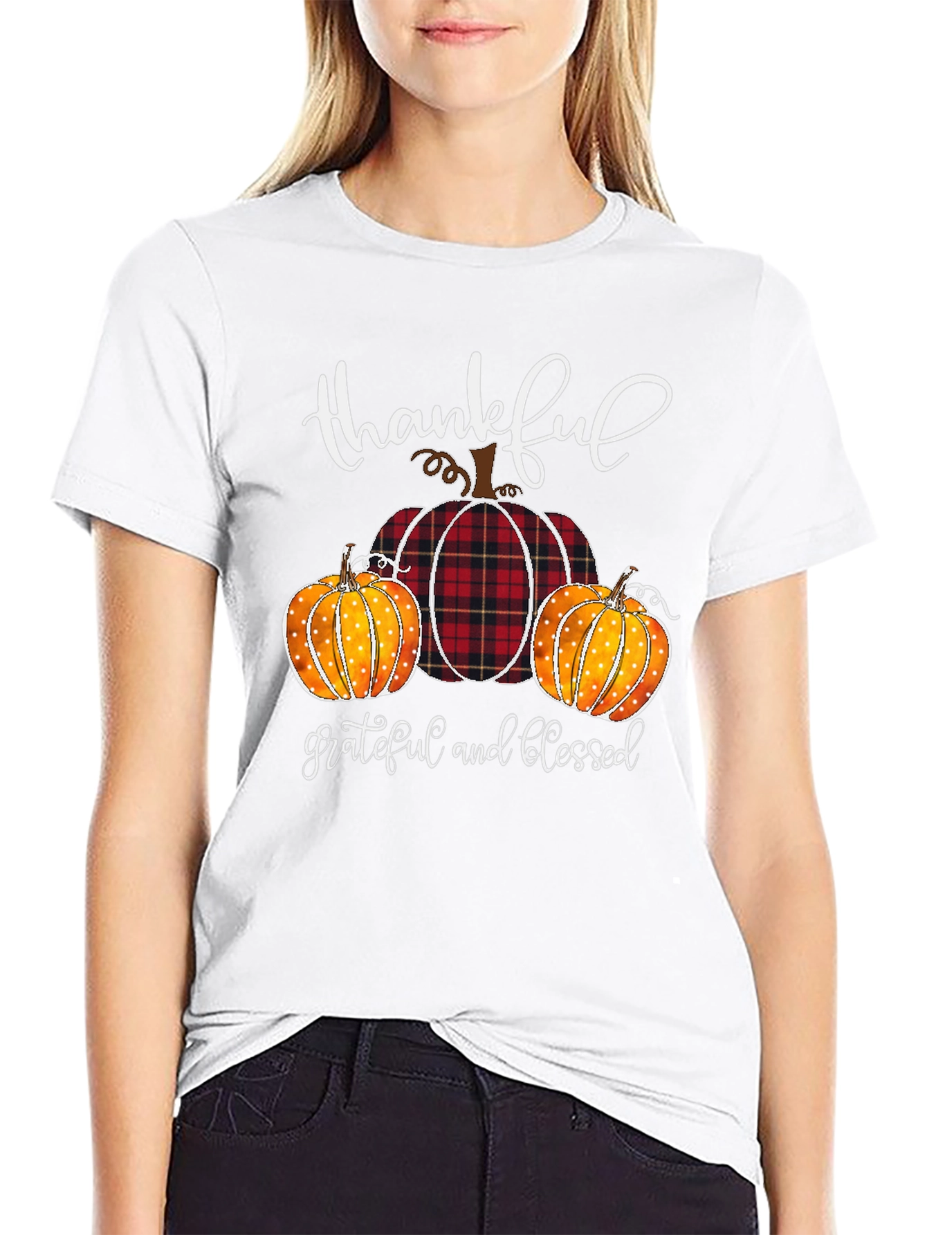 Thankful Grateful Blessed Pumpkin T-Shirt