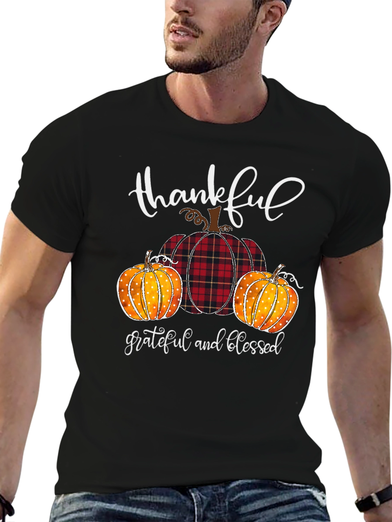 Thankful Grateful Blessed Pumpkin T-Shirt