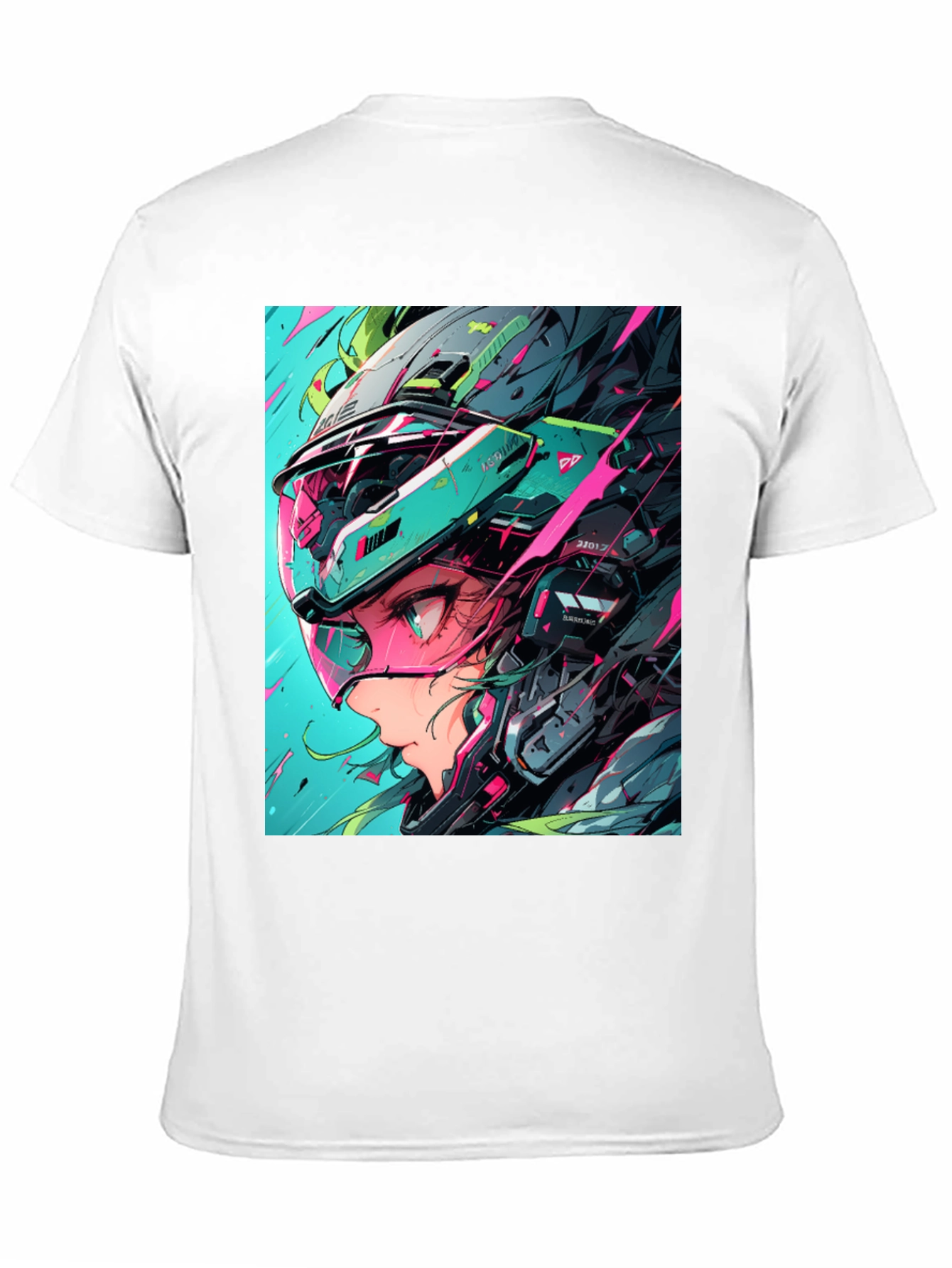 Cyberpunk Girl Helmet Graphic Tee
