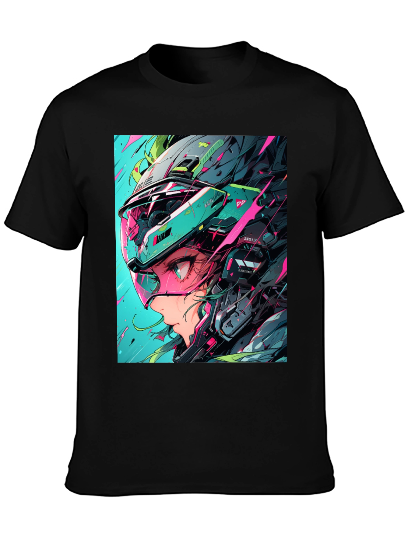 Cyberpunk Girl Helmet Graphic Tee