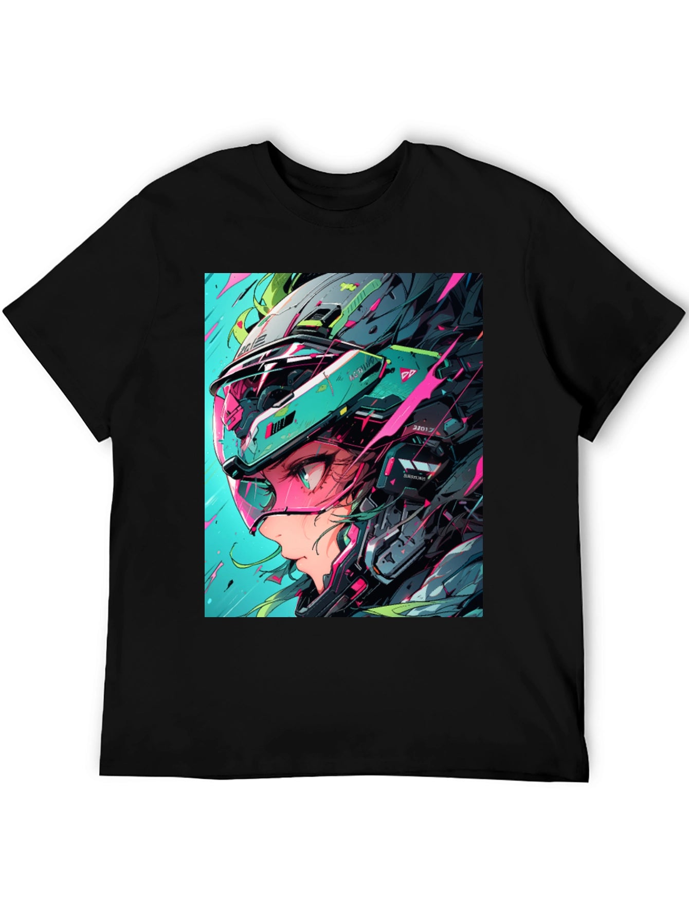 Cyberpunk Girl Helmet Graphic Tee