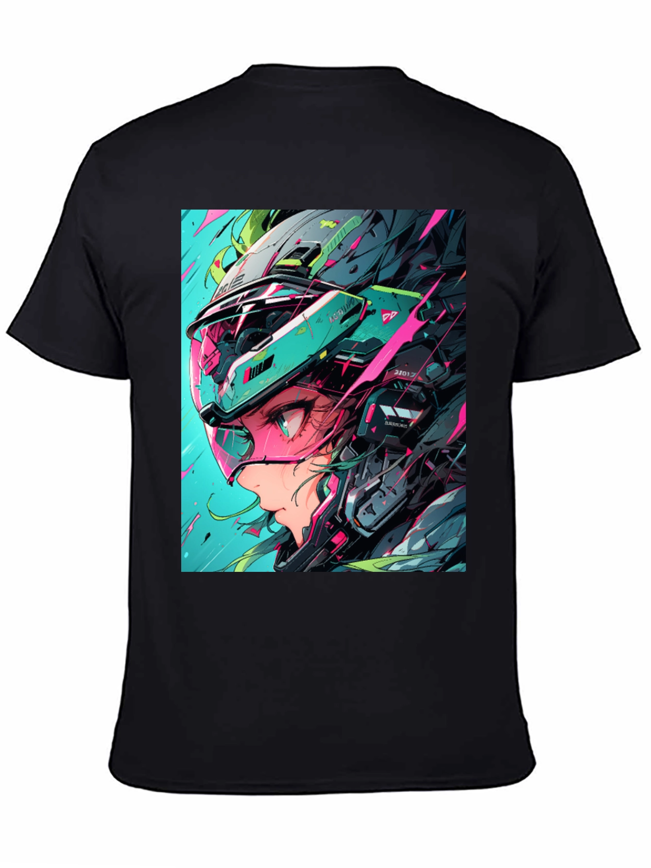 Cyberpunk Girl Helmet Graphic Tee