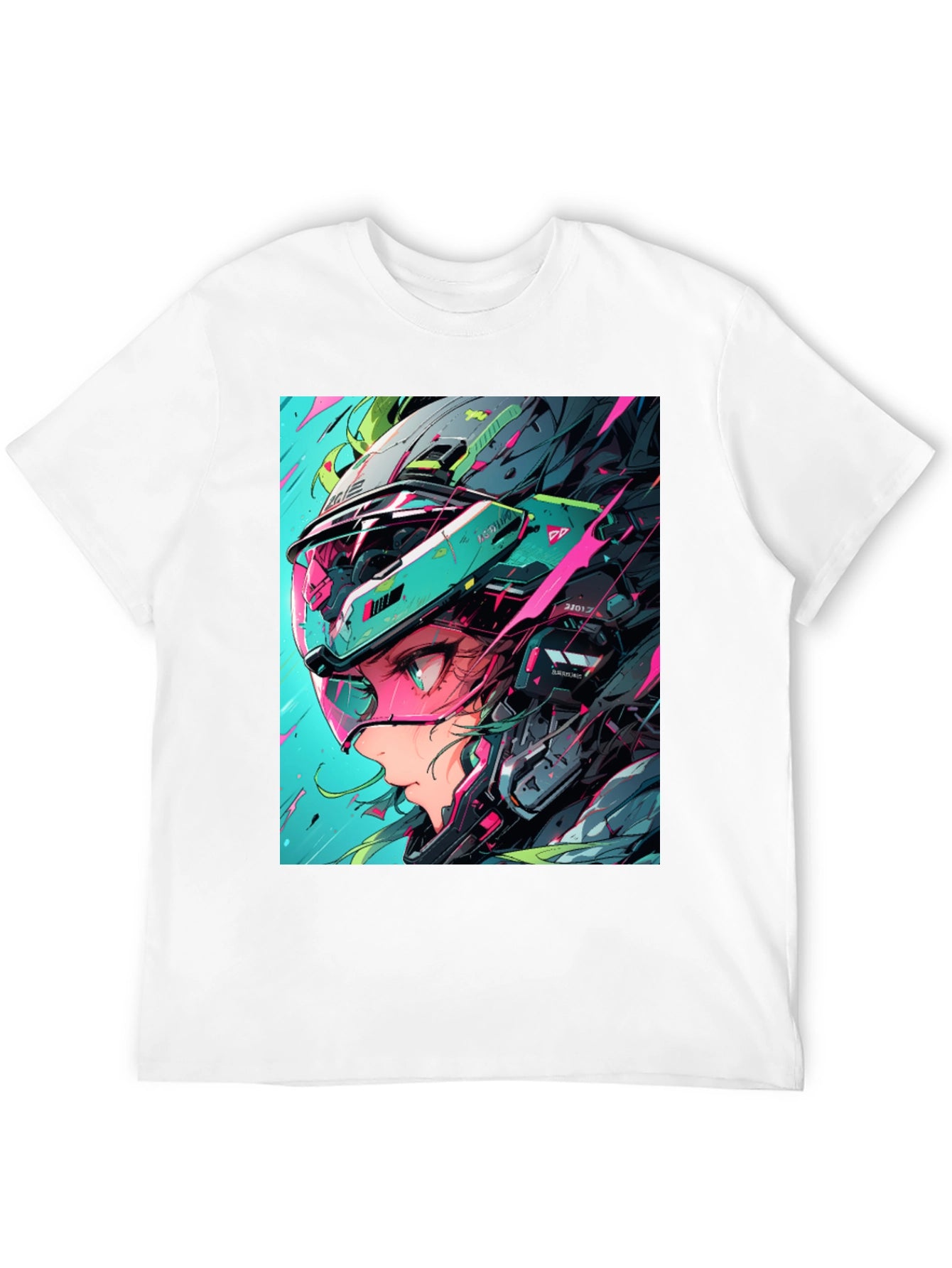 Cyberpunk Girl Helmet Graphic Tee