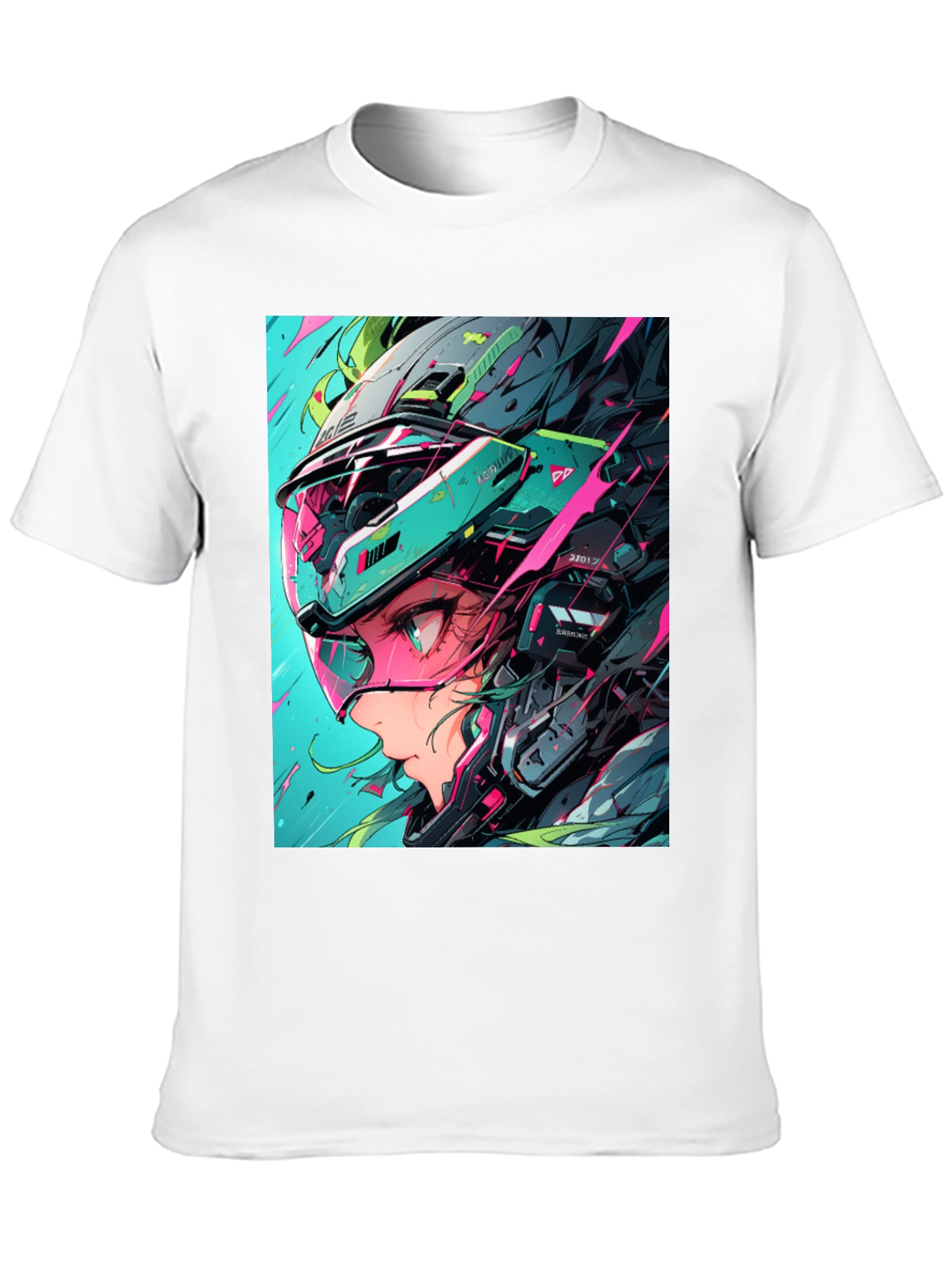 Cyberpunk Girl Helmet Graphic Tee