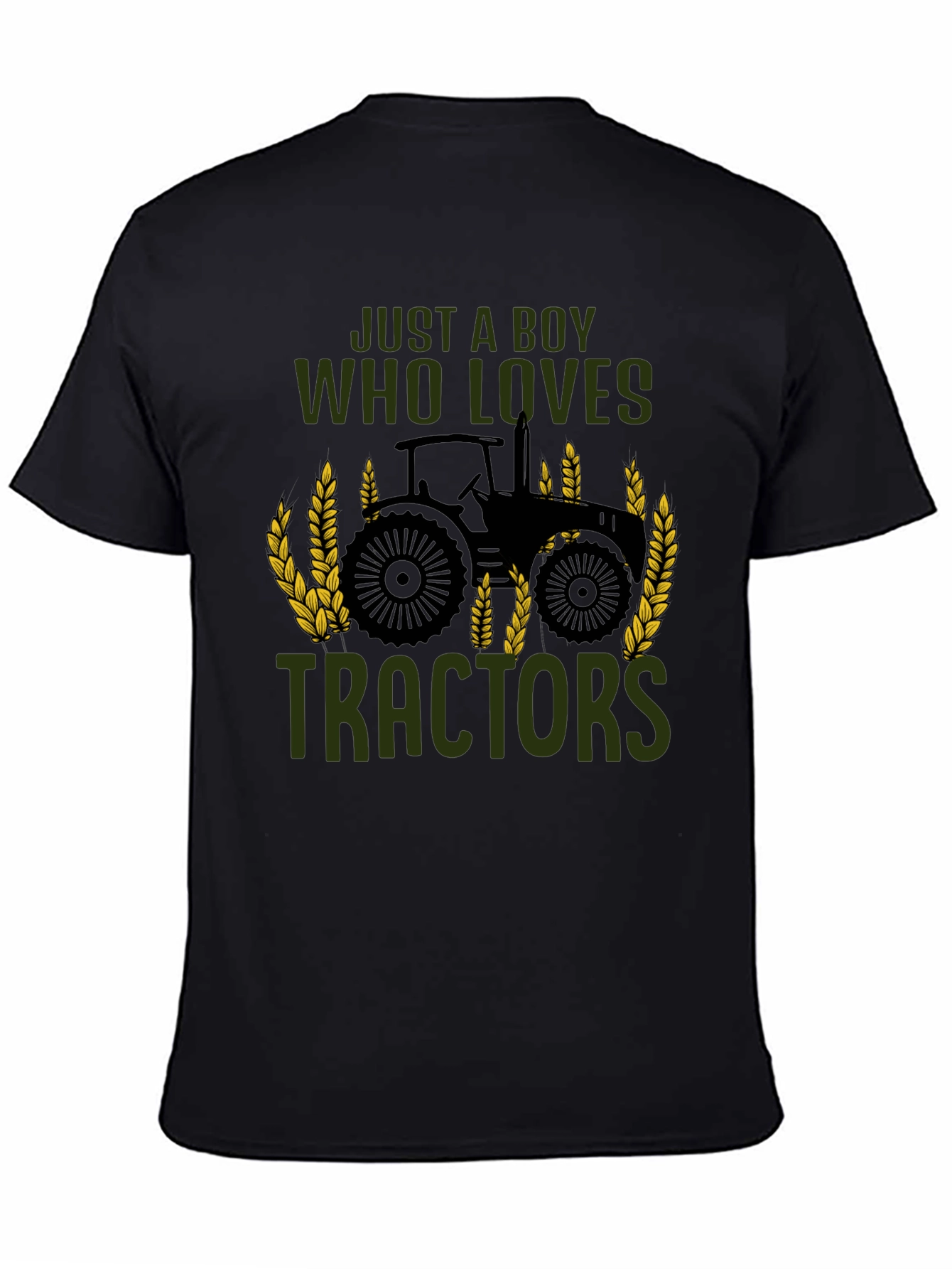 Boy Who Loves Tractors Black T-Shirt