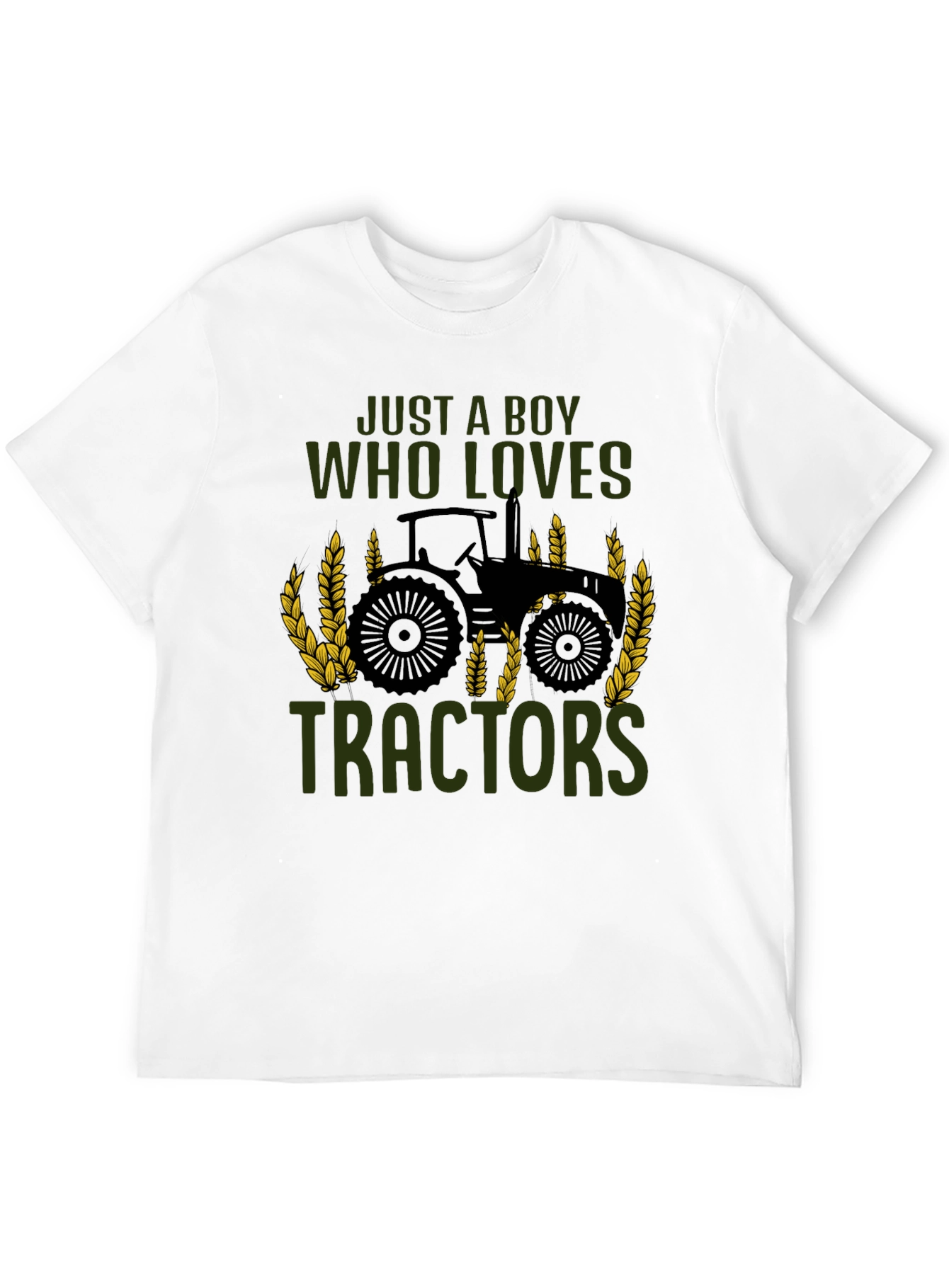 Boy Who Loves Tractors Black T-Shirt