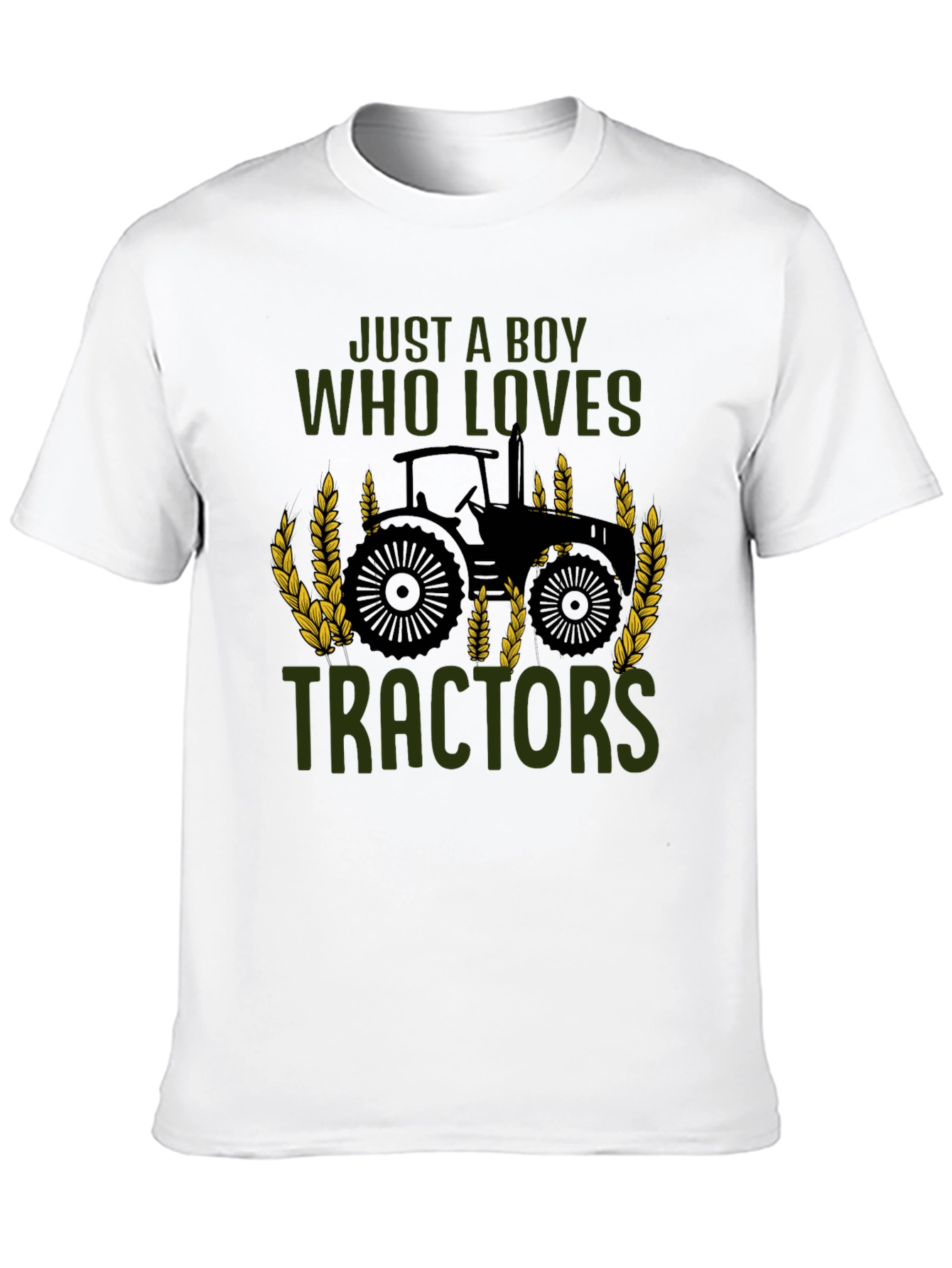 Boy Who Loves Tractors Black T-Shirt