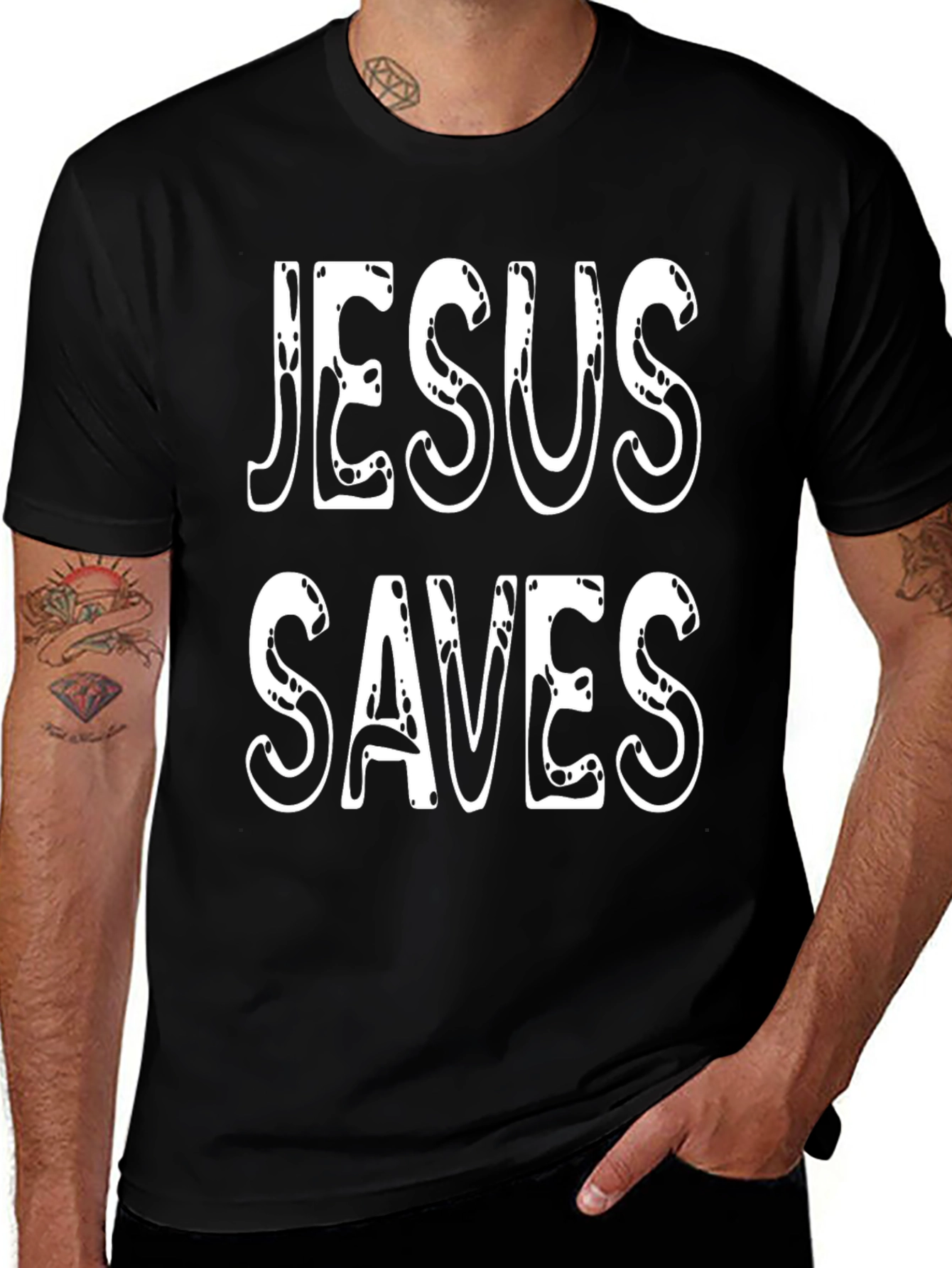 Jesus Saves Graphic T-Shirt - Black