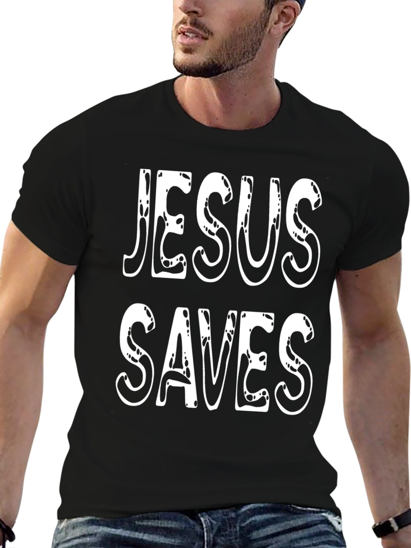 Jesus Saves Graphic T-Shirt - Black