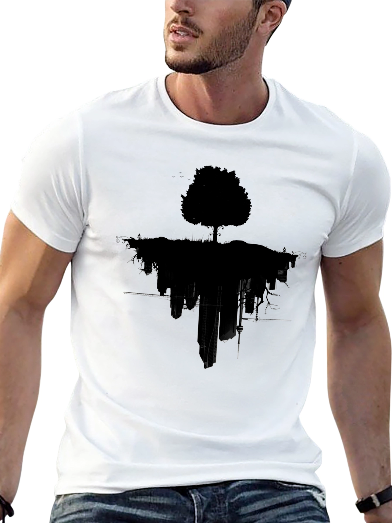 Tree Silhouette Graphic Black T-Shirt