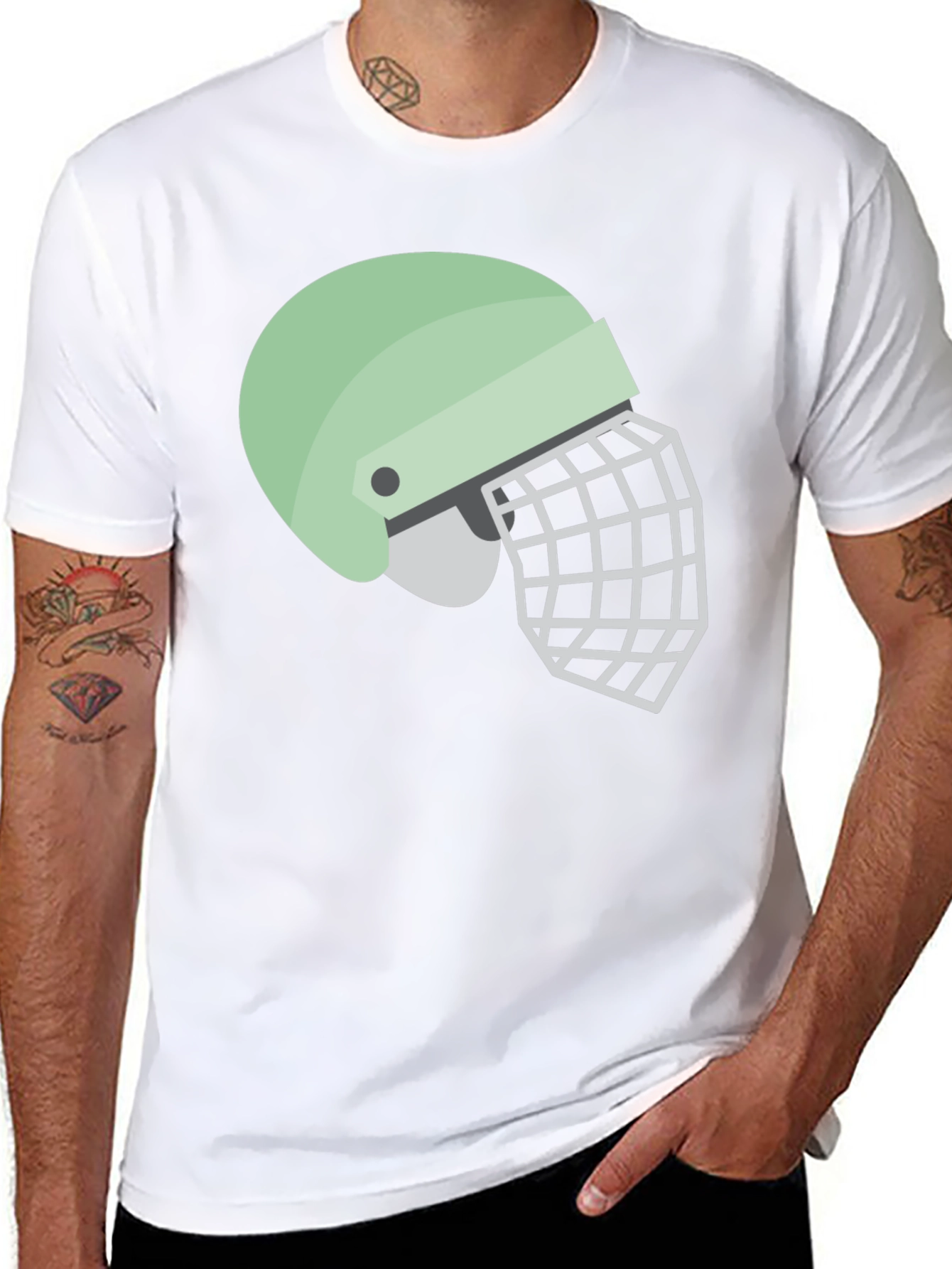 Helmet Graphic Tee - Black Cotton Casual Shirt