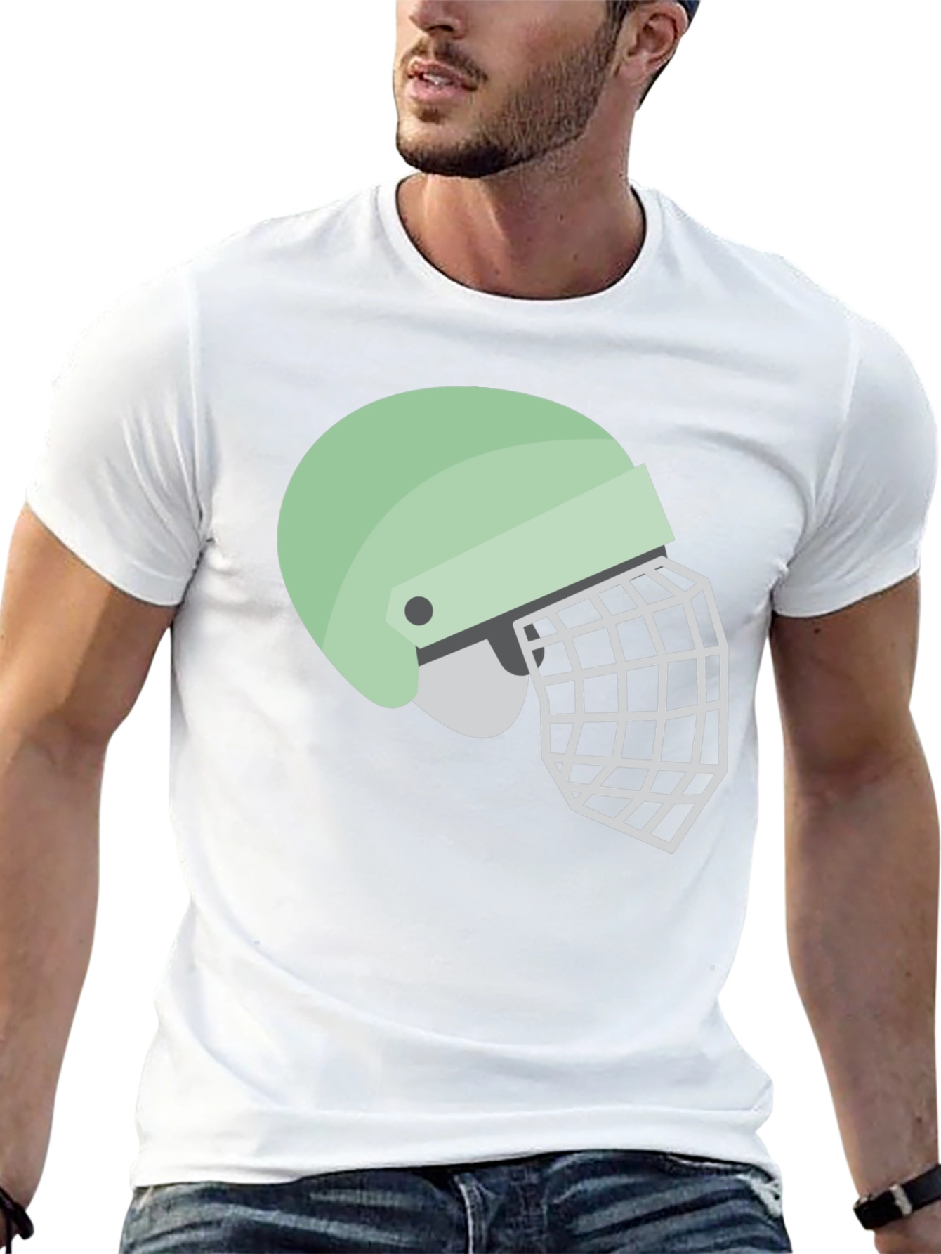 Helmet Graphic Tee - Black Cotton Casual Shirt