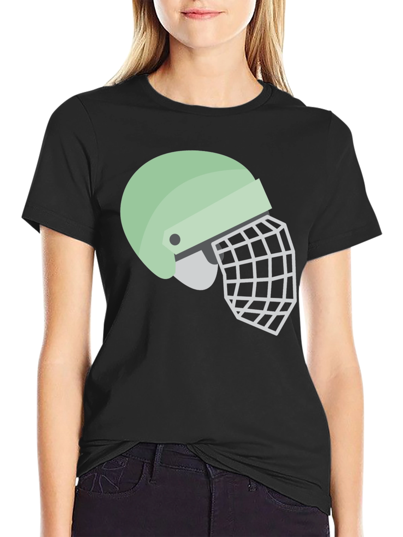 Helmet Graphic Tee - Black Cotton Casual Shirt