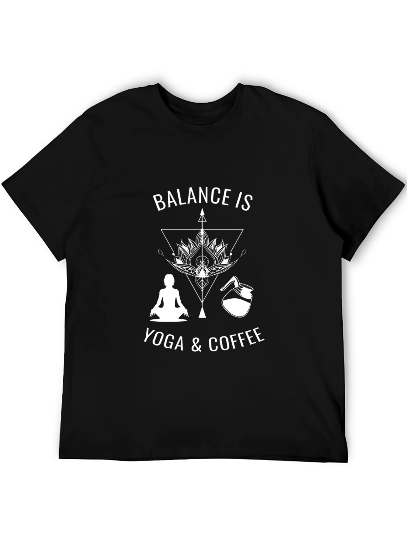 Balance is Yoga & Coffee Black Graphic T-Shirt