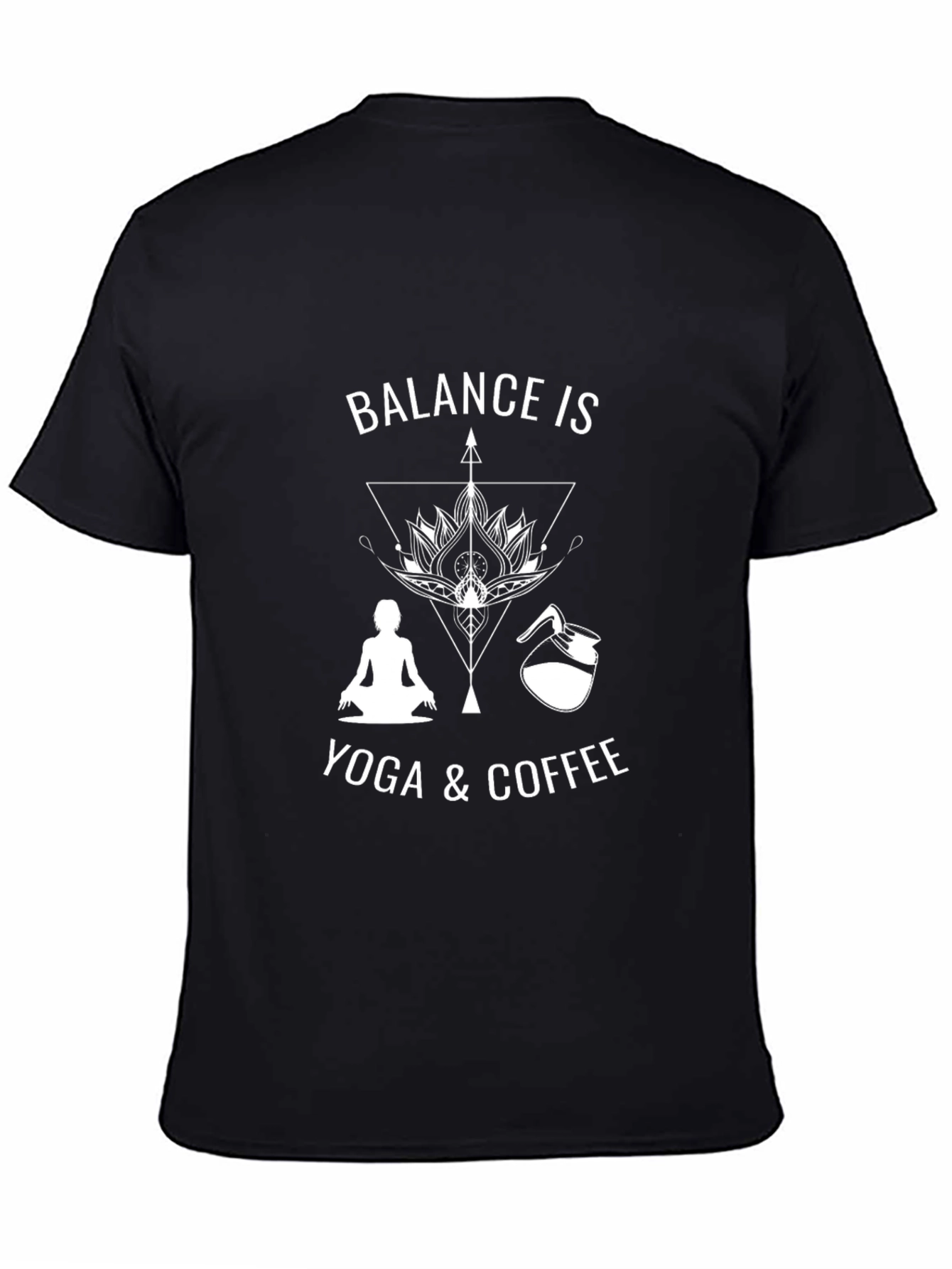 Balance is Yoga & Coffee Black Graphic T-Shirt