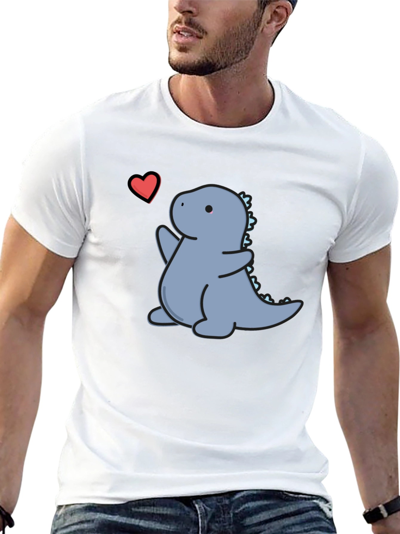 Cute Dinosaur Heart Graphic T-Shirt