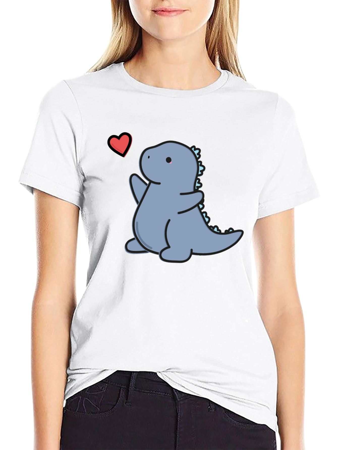 Cute Dinosaur Heart Graphic T-Shirt