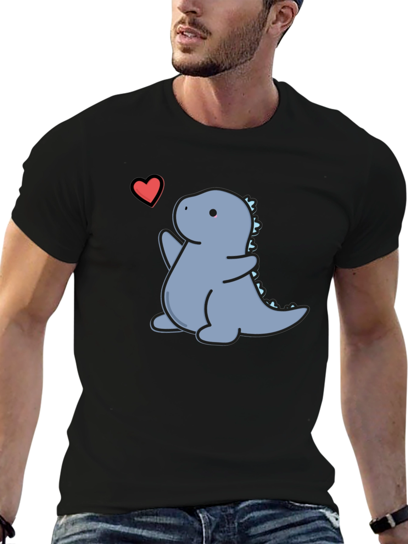 Cute Dinosaur Heart Graphic T-Shirt