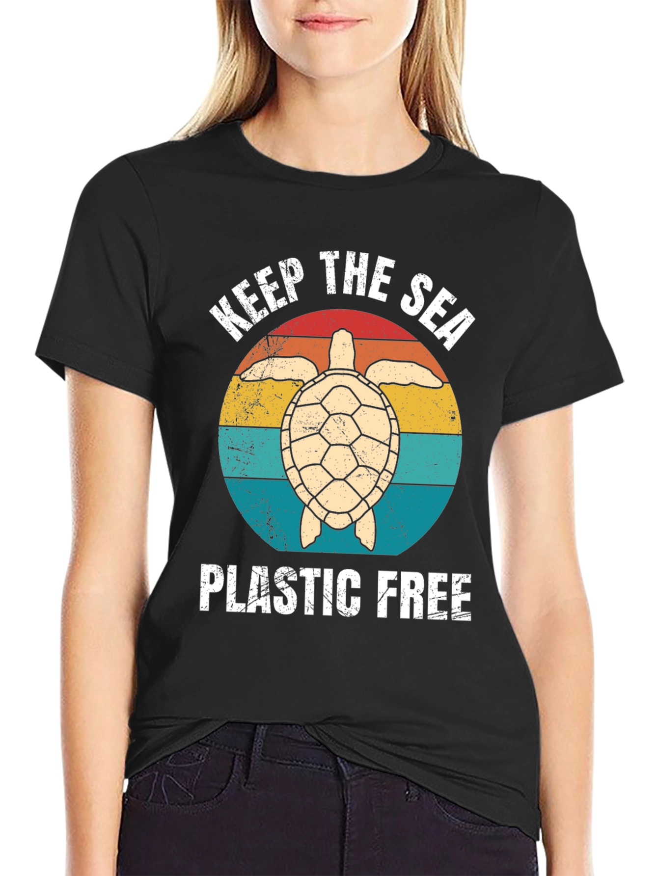 Keep The Sea Plastic Free Turtle Graphic Tee