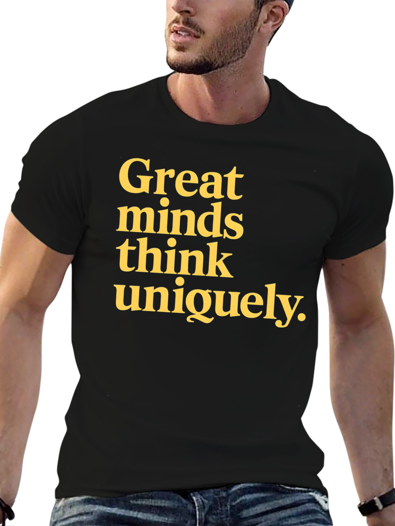 Great Minds Think Uniquely Graphic Tee - Black