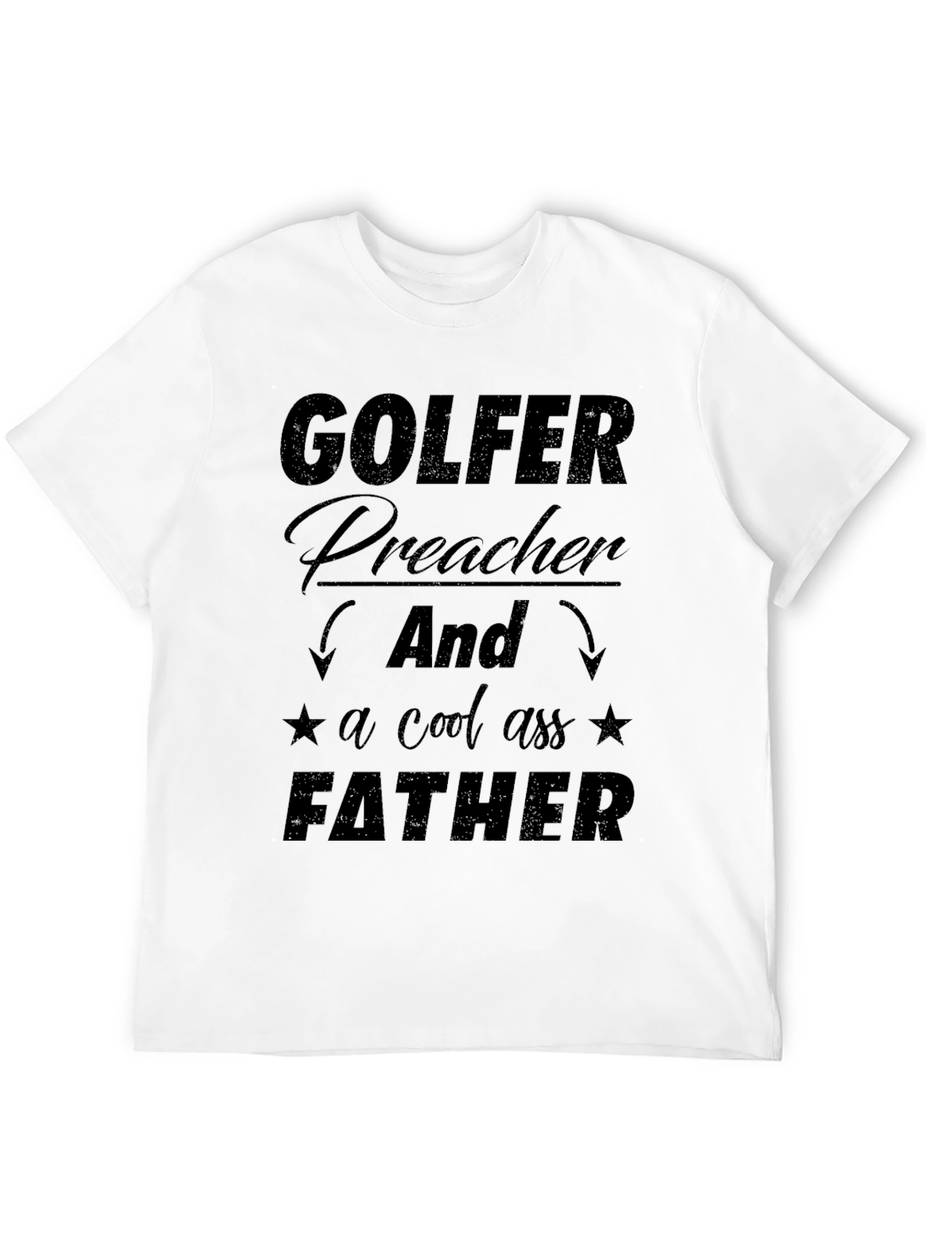 Golfer Preacher Father Graphic Tee - Black