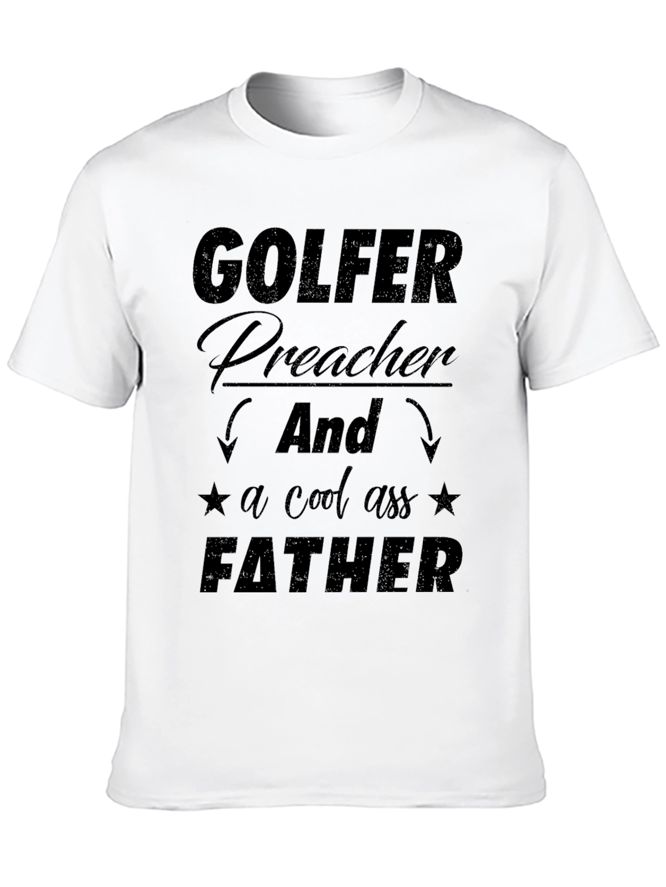 Golfer Preacher Father Graphic Tee - Black