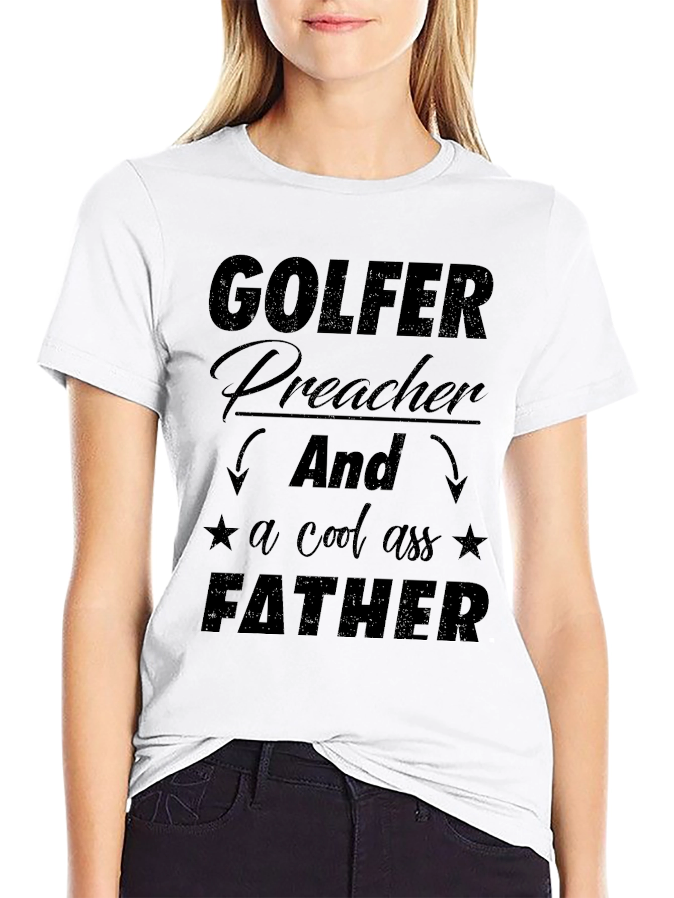 Golfer Preacher Father Graphic Tee - Black