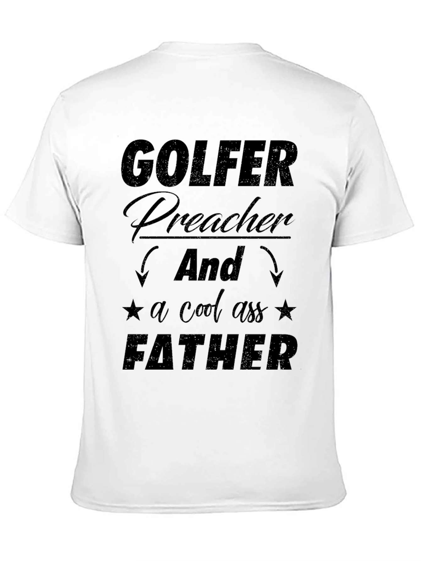Golfer Preacher Father Graphic Tee - Black