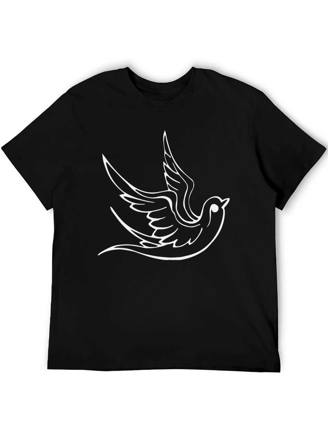 Stylish Black T-Shirt with Dove Design
