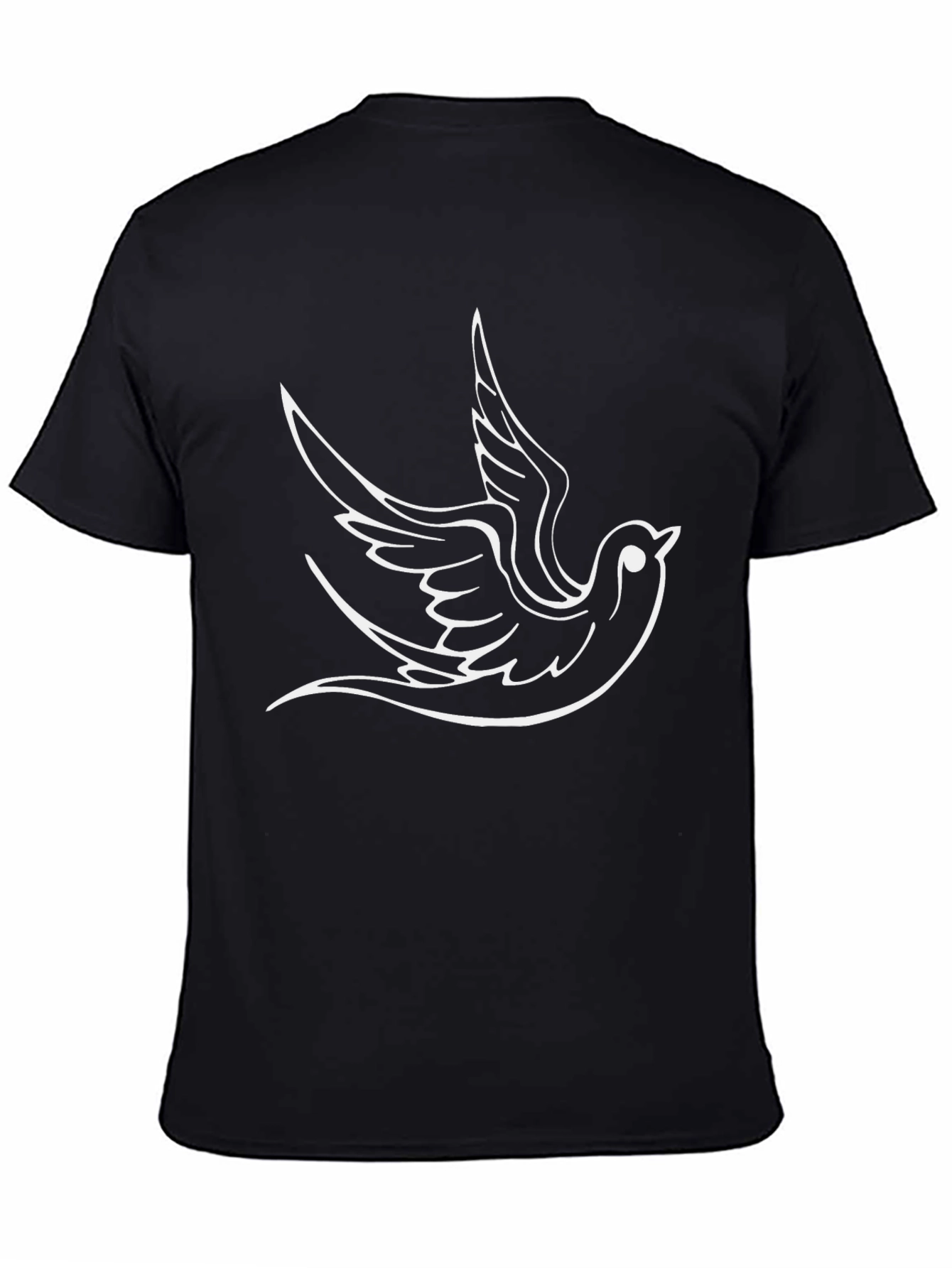Stylish Black T-Shirt with Dove Design
