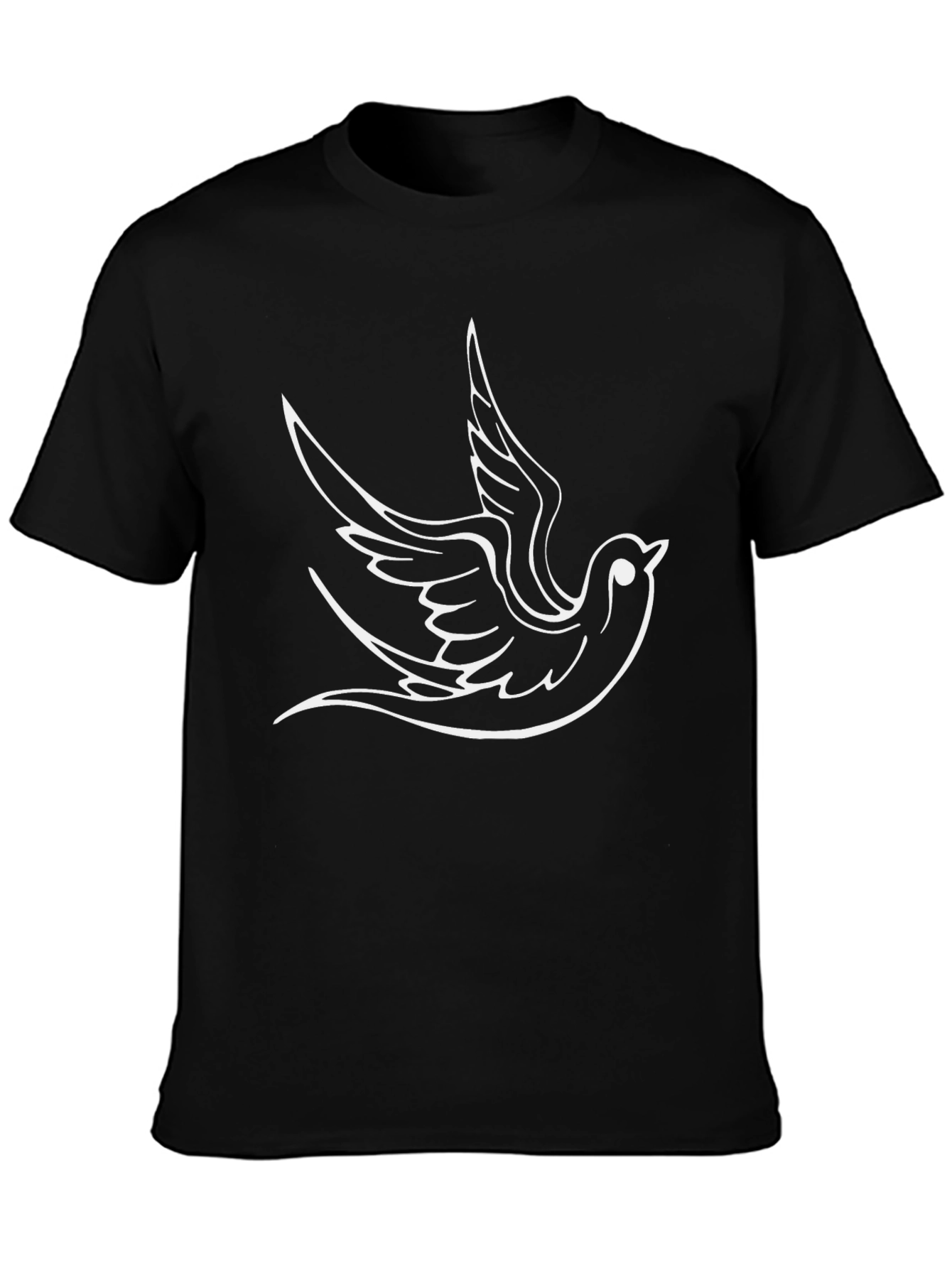 Stylish Black T-Shirt with Dove Design