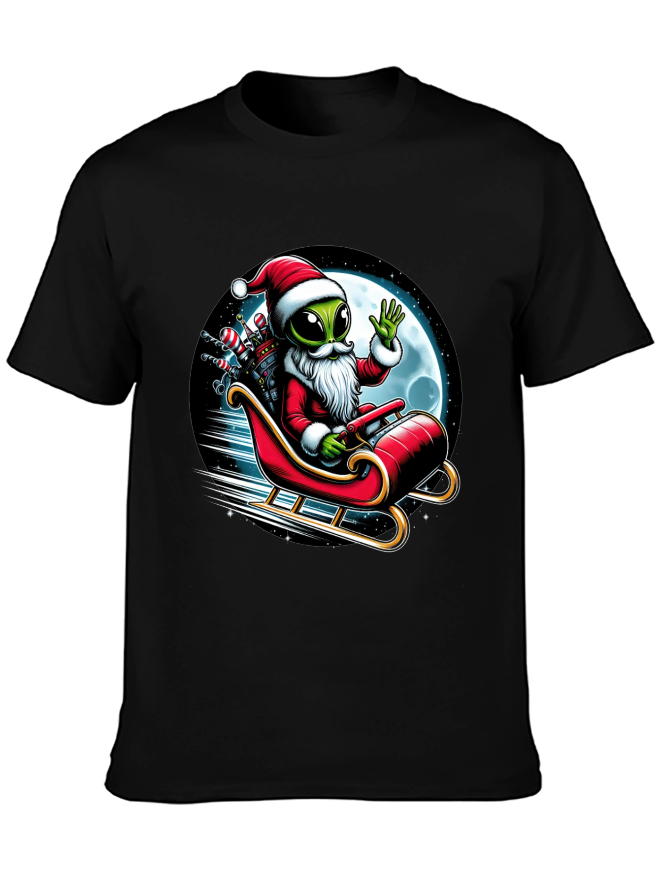 Alien Santa T-Shirt - Holiday Space Sleigh Ride
