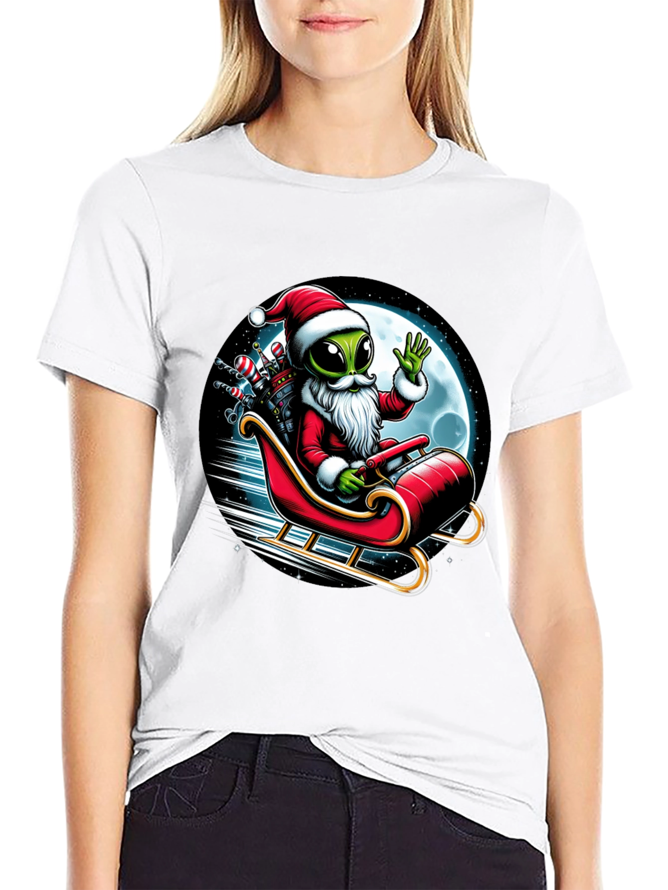 Alien Santa T-Shirt - Holiday Space Sleigh Ride
