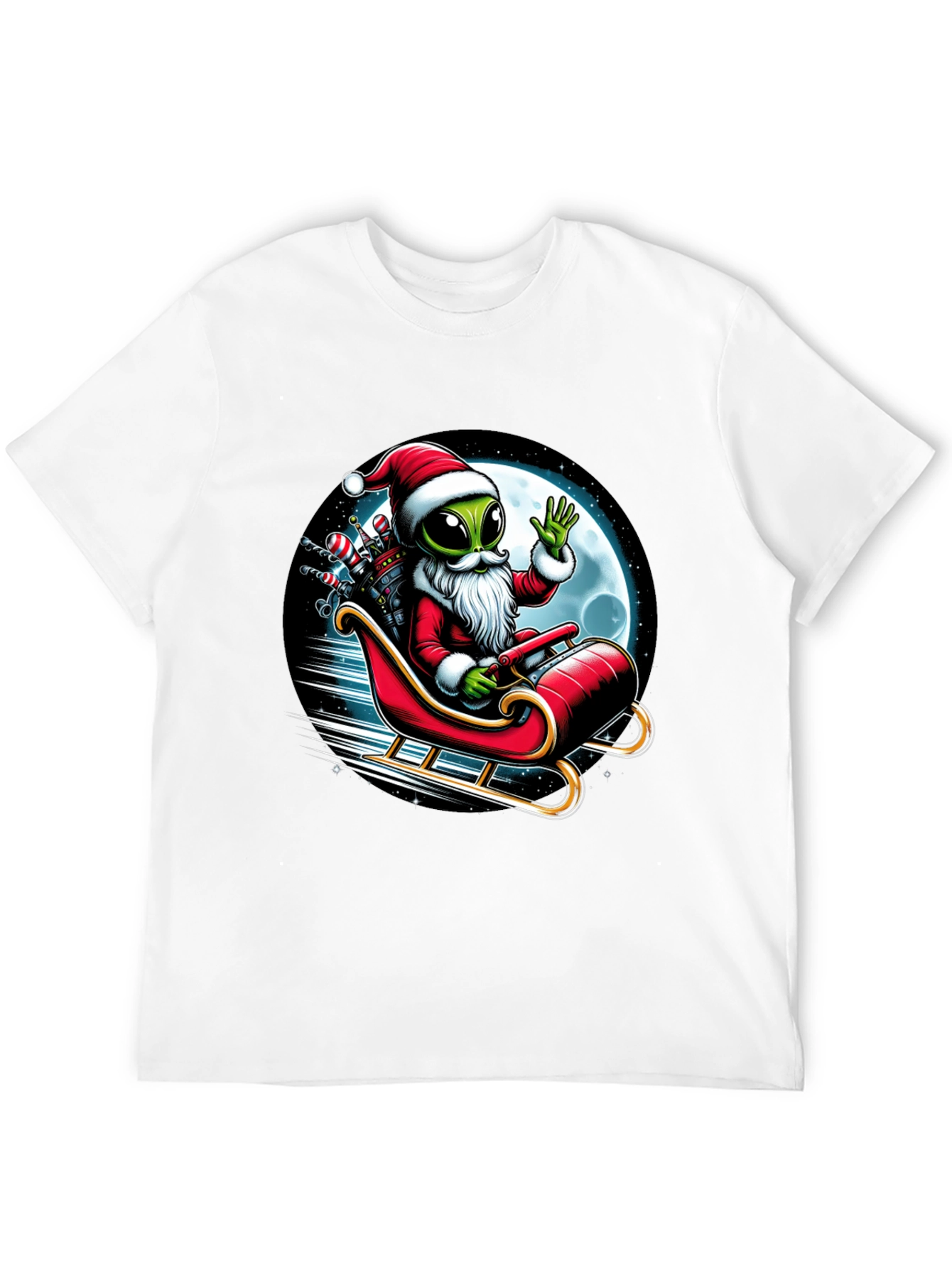 Alien Santa T-Shirt - Holiday Space Sleigh Ride
