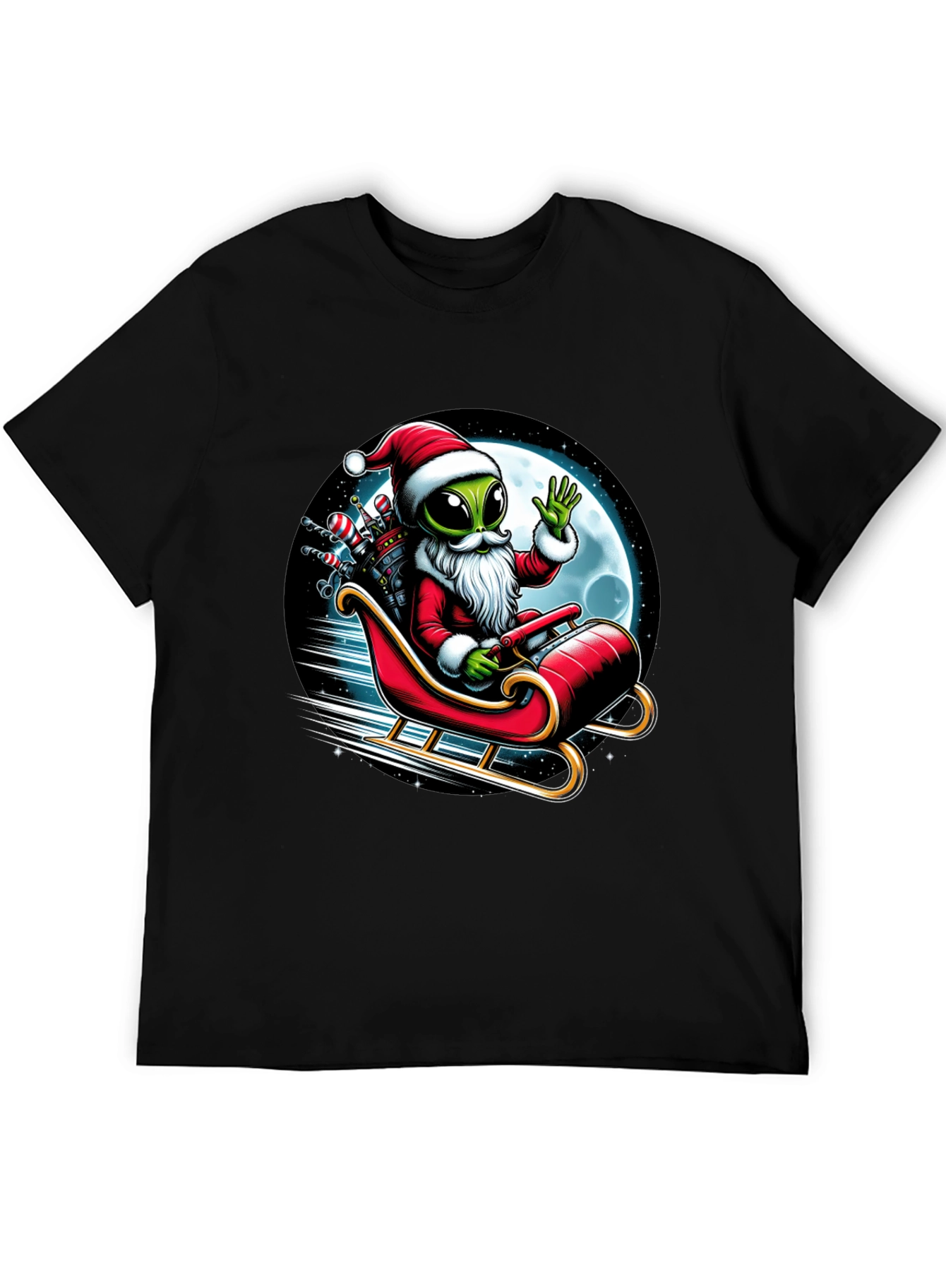 Alien Santa T-Shirt - Holiday Space Sleigh Ride